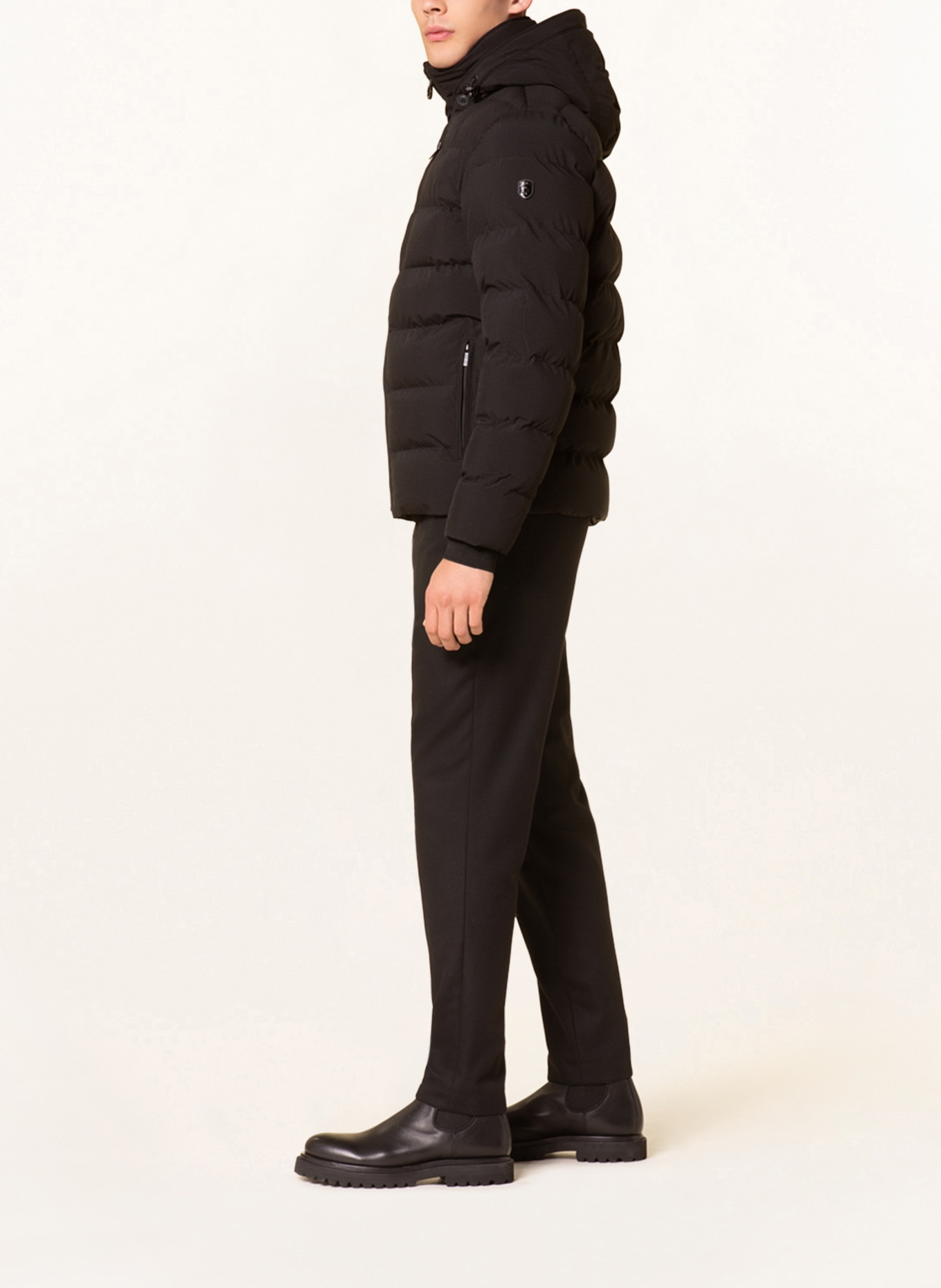 WELLENSTEYN Quilted jacket BLACKBIRD with detachable hood, Color: BLACK (Image 4)