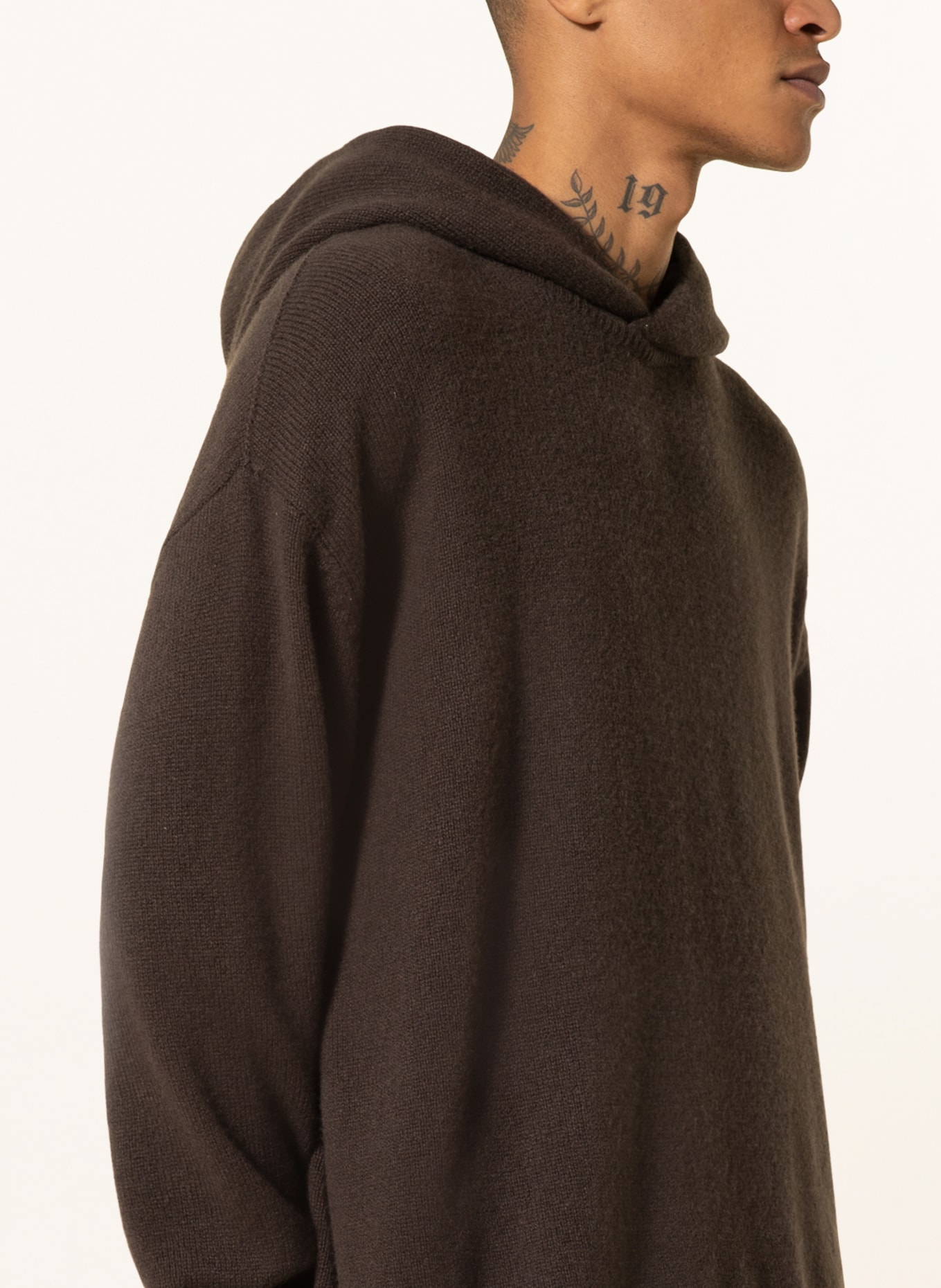 Acne Studios Knit hoodie with cashmere , Color: DARK BROWN (Image 5)