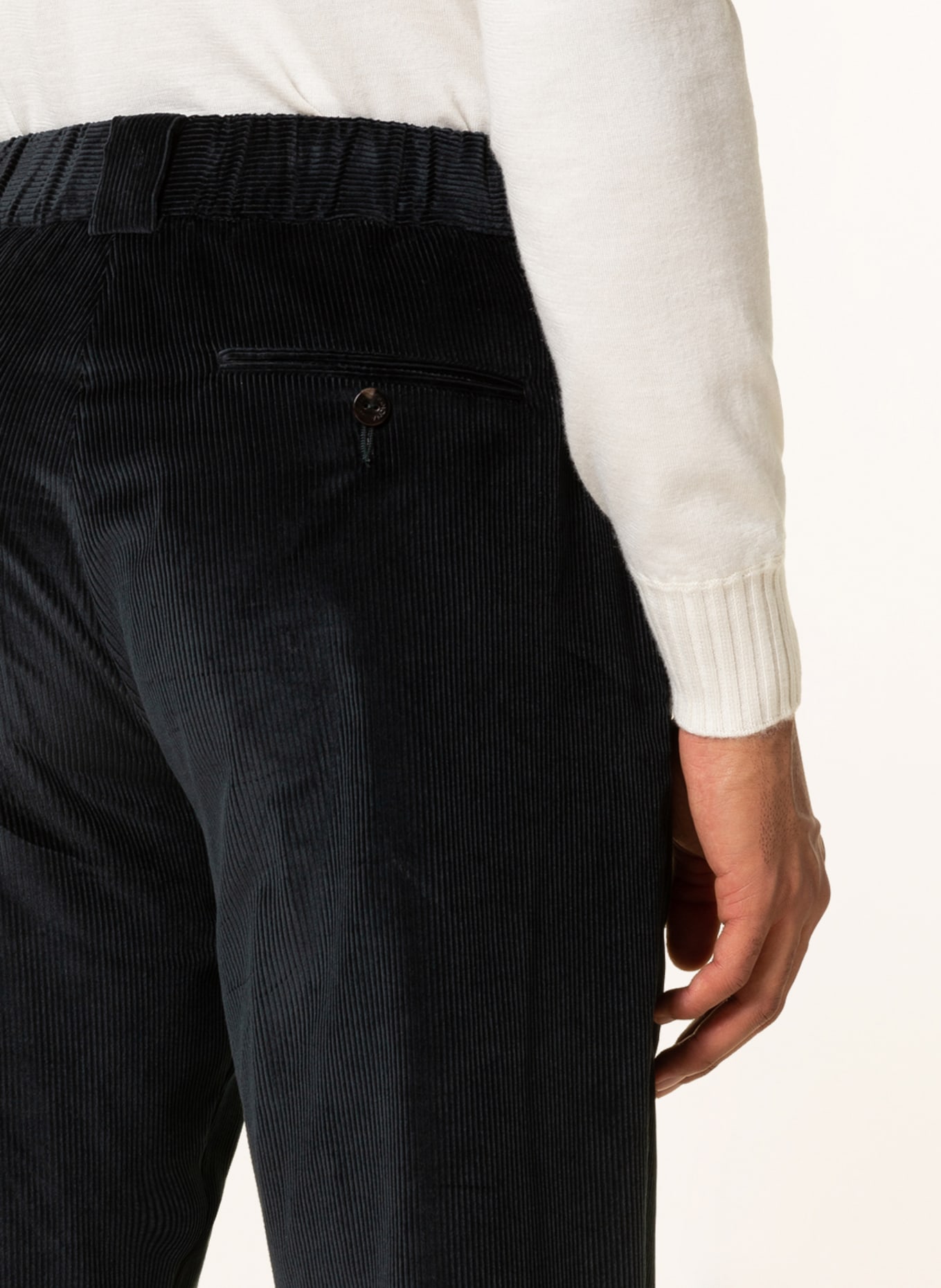 AGNONA Spodnie sztruksowe extra slim fit, Kolor: CIEMNOZIELONY (Obrazek 5)