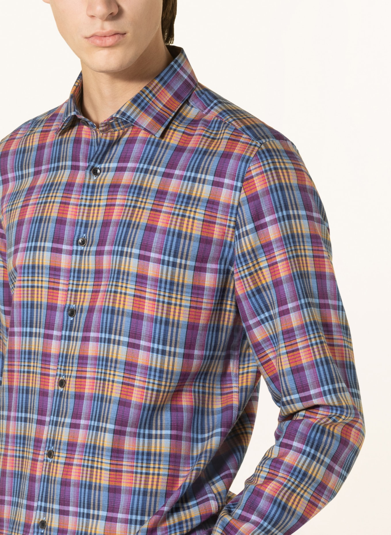 OLYMP Hemd Extra Slim Fit, Farbe: HELLBLAU/ FUCHSIA/ GELB (Bild 4)