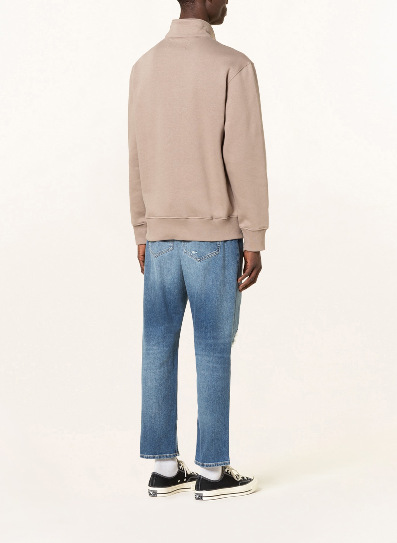Calvin Klein Jeans Half-zip sweater in sweatshirt fabric, Color: TAUPE (Image 3)