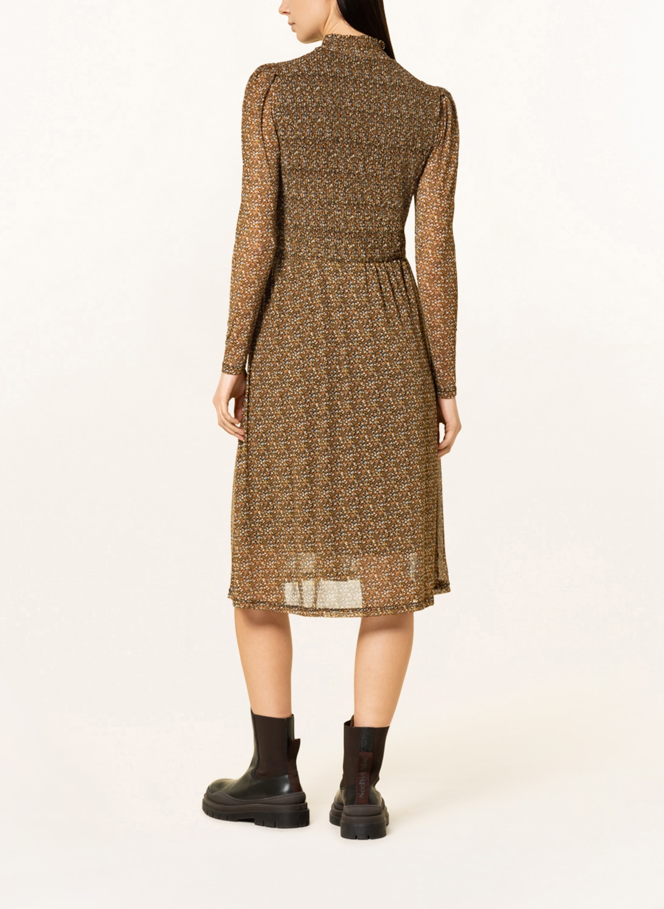 FREEQUENT Mesh-Kleid FQCINE, Farbe: SCHWARZ/ DUNKELORANGE/ OLIV (Bild 3)