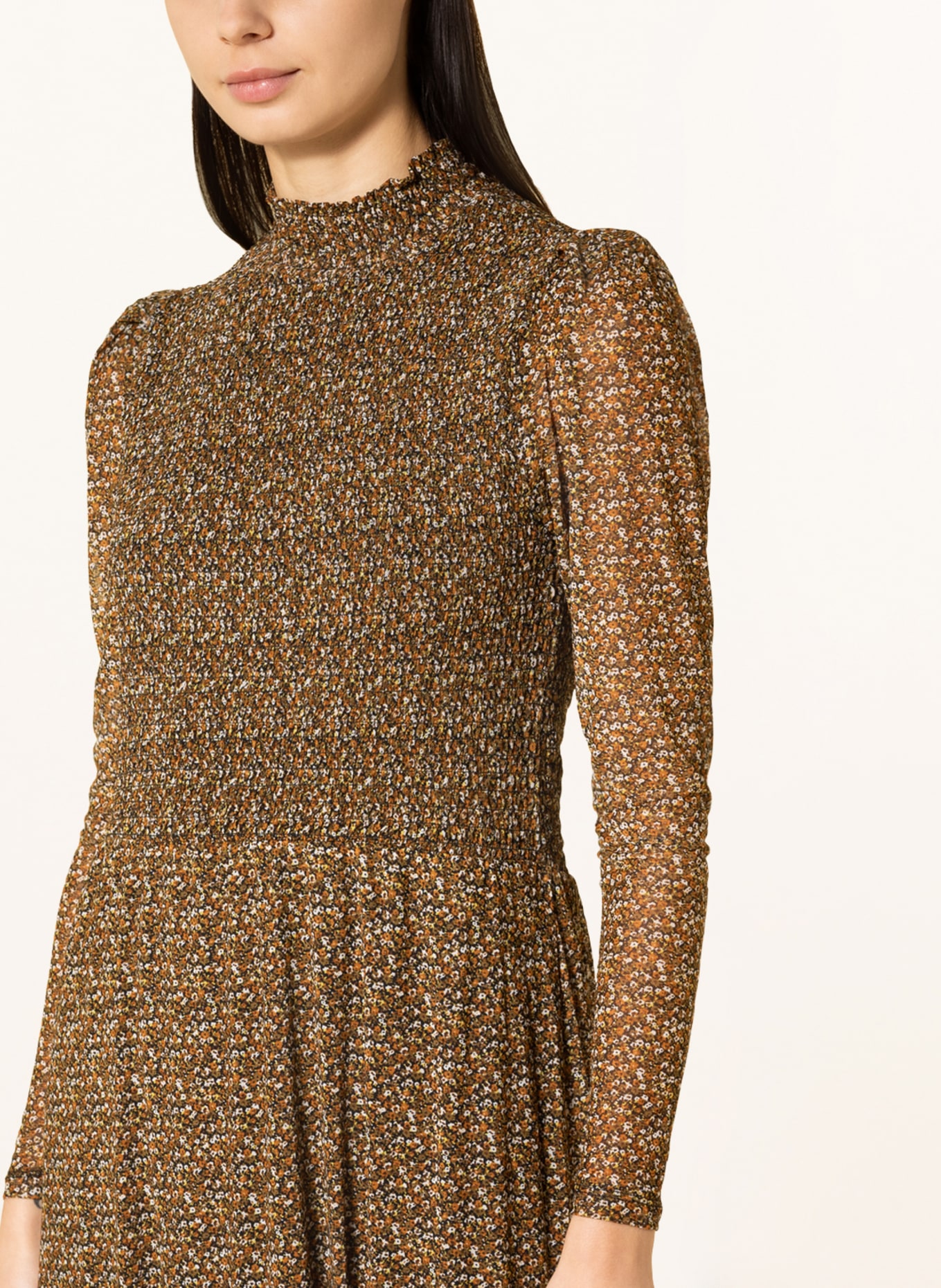 FREEQUENT Mesh-Kleid FQCINE, Farbe: SCHWARZ/ DUNKELORANGE/ OLIV (Bild 4)