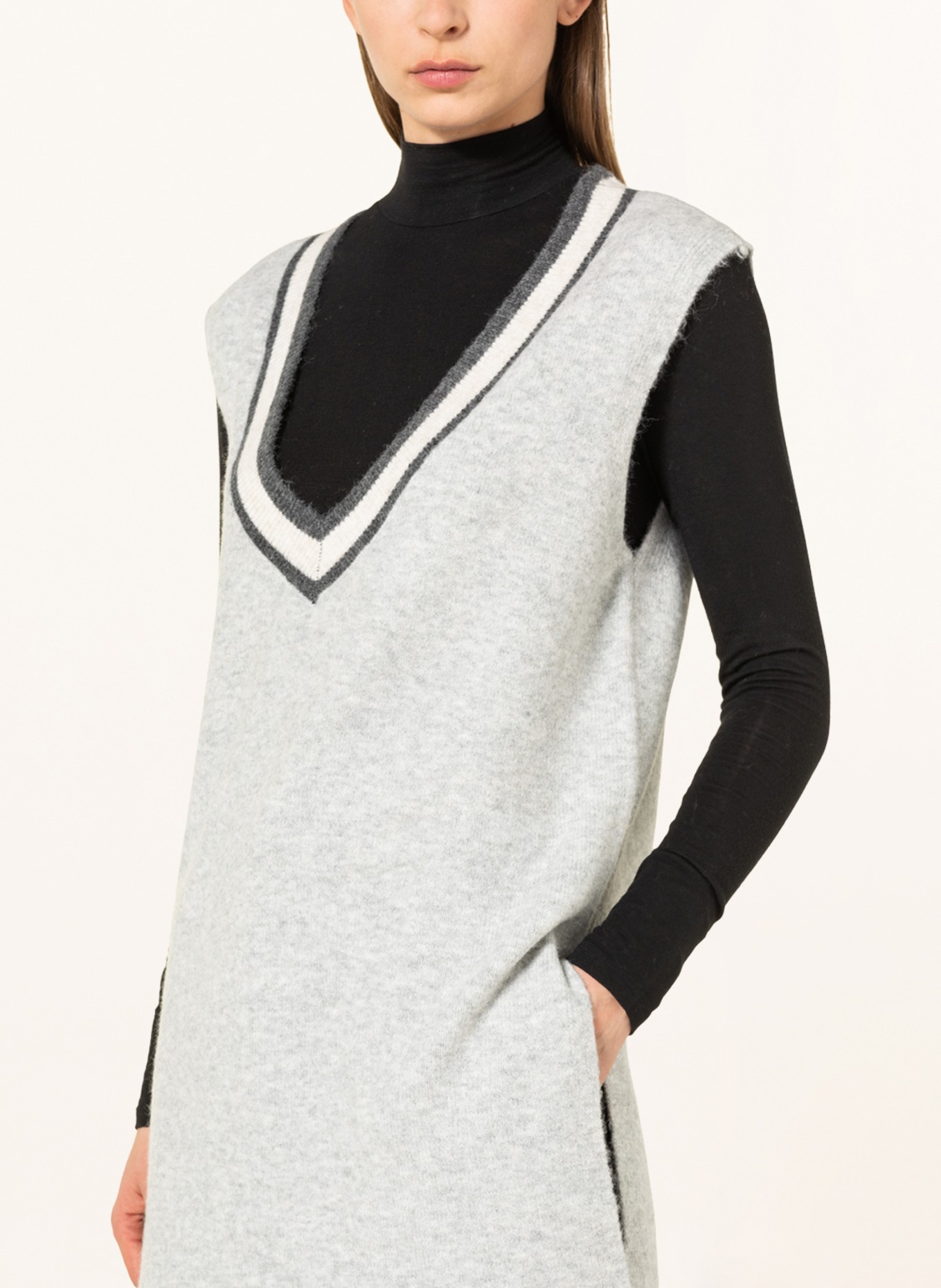 RINO & PELLE Oversized sweater vest RAQUEL, Color: LIGHT GRAY (Image 4)