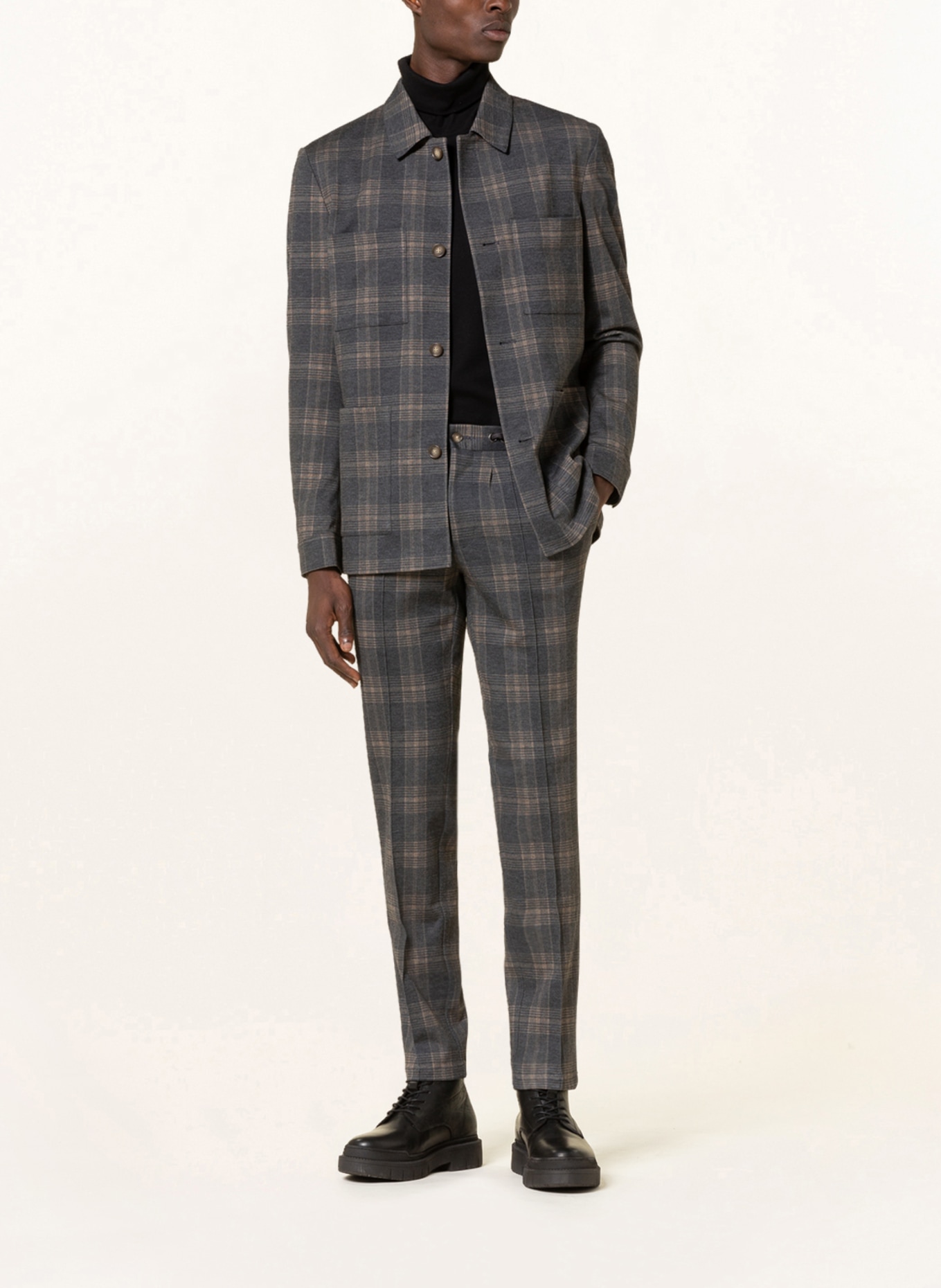 PAUL Spodnie w stylu dresowym slim fit, Kolor: CZIEMNOSZARY/ JASNOBRĄZOWY (Obrazek 2)
