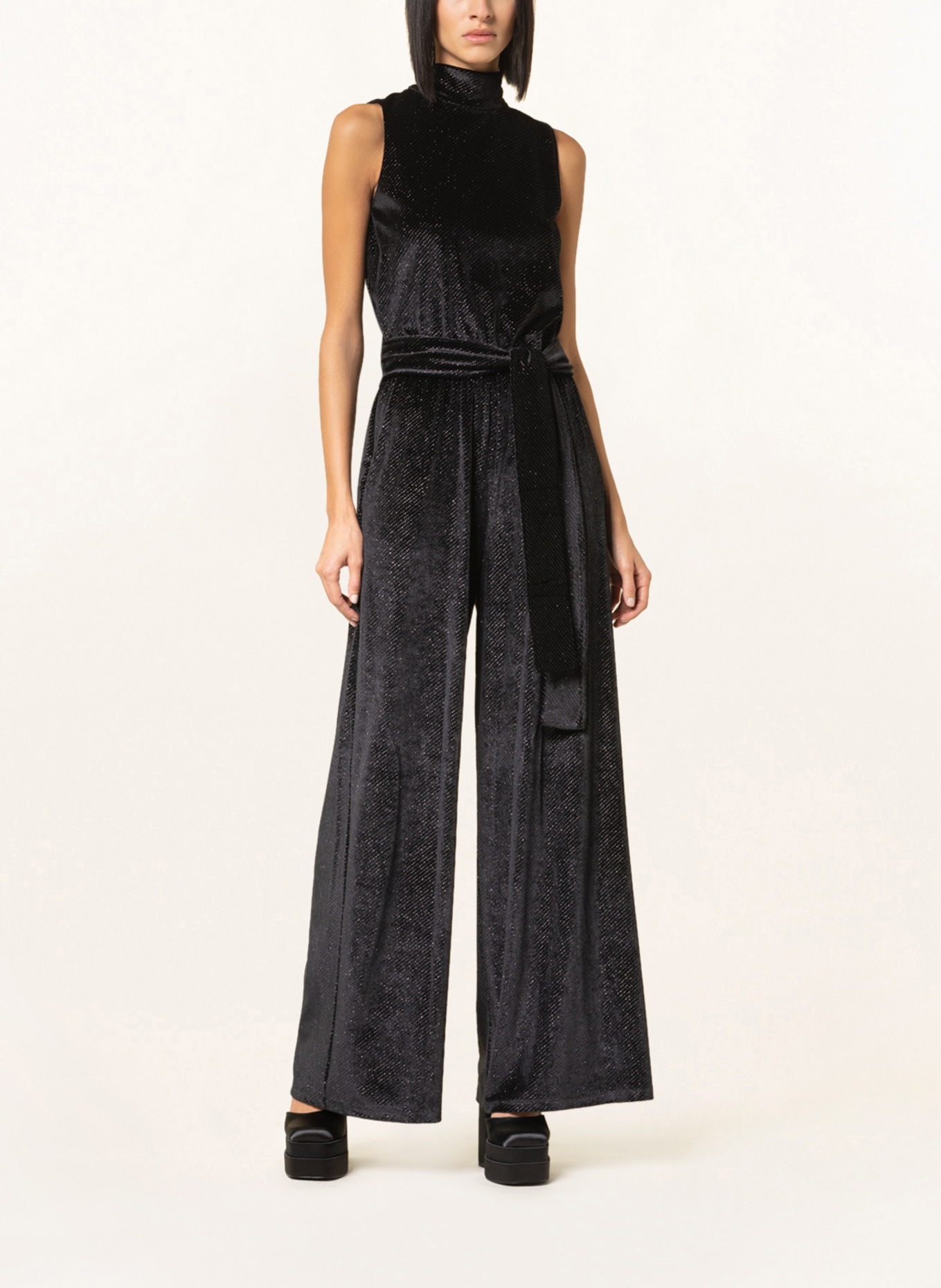 MAX & Co. Velvet jumpsuit CORTEO with glitter thread, Color: BLACK (Image 2)