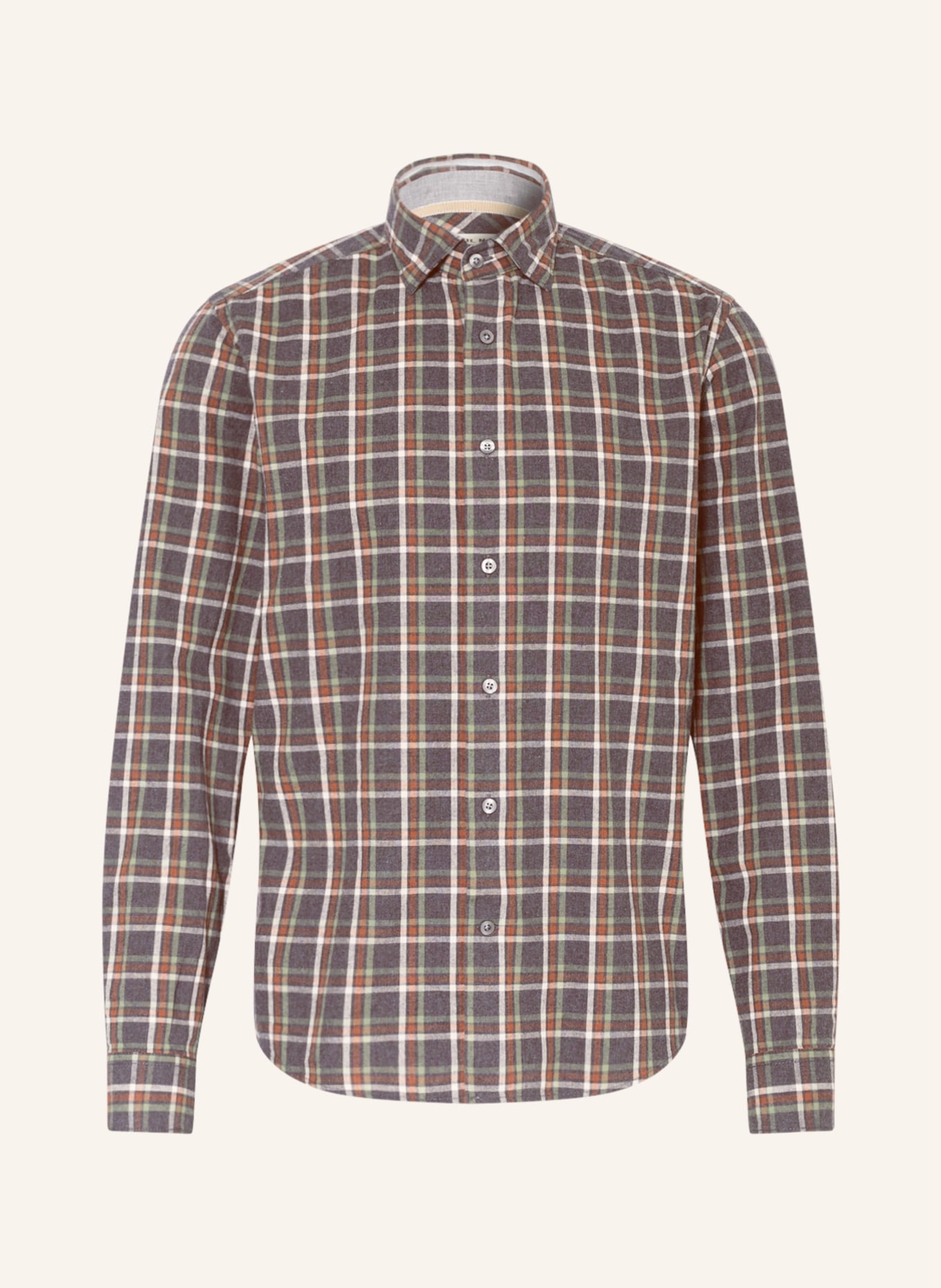 FIL NOIR Shirt TREVISO shaped fit, Color: DARK GRAY/ BROWN/ ECRU (Image 1)