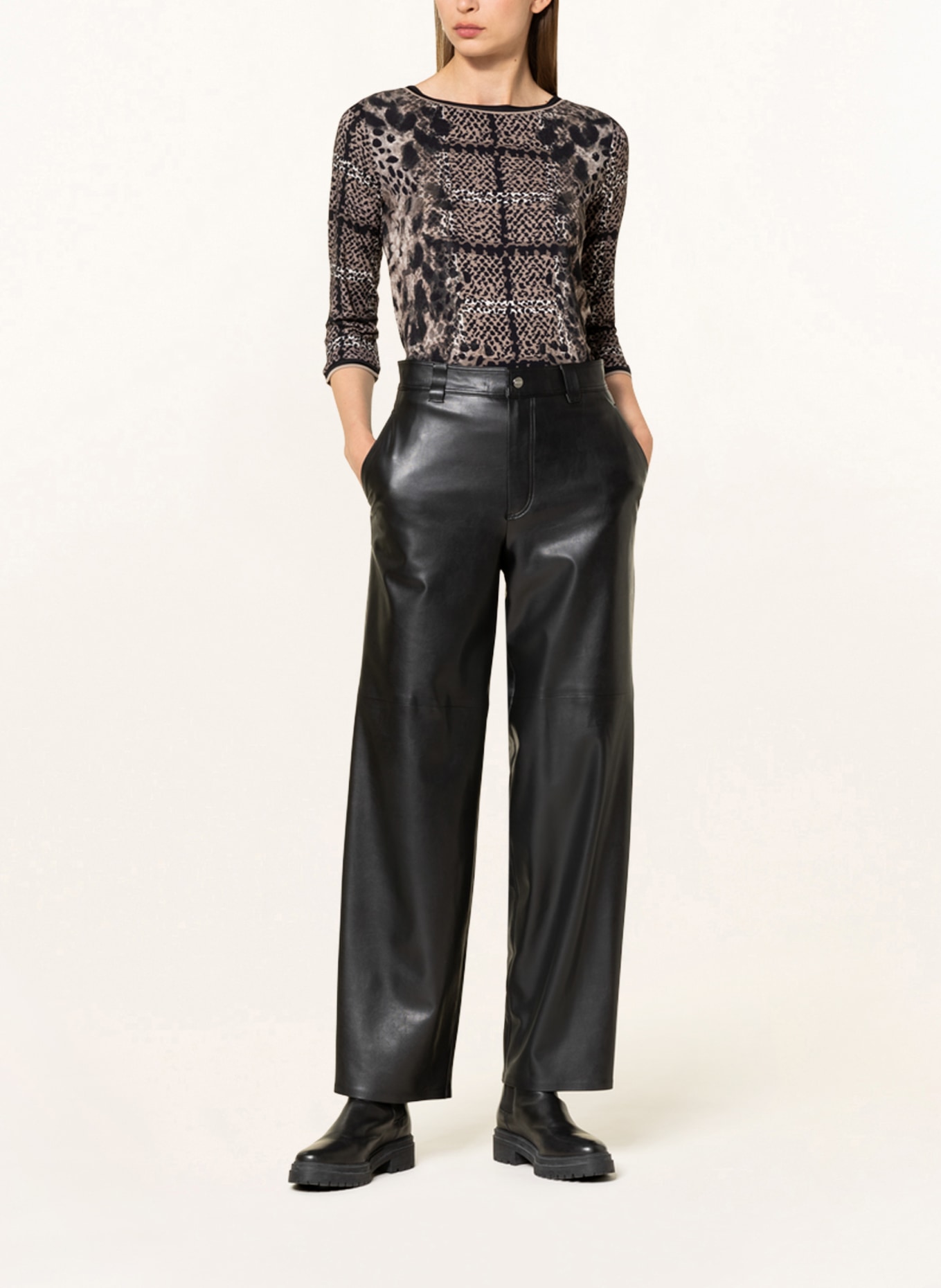 Betty Barclay Shirt mit 3/4-Arm: SCHWARZ / TAUPE