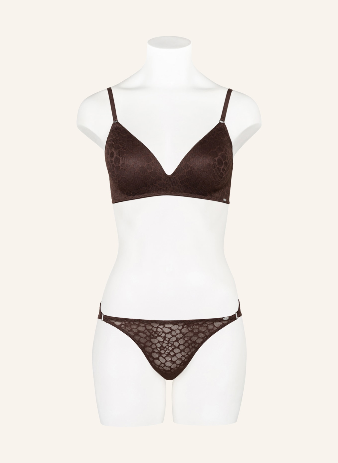 Skiny Triangle bra EVERY DAY IN LACE TEXTURE , Color: DARK BROWN (Image 2)