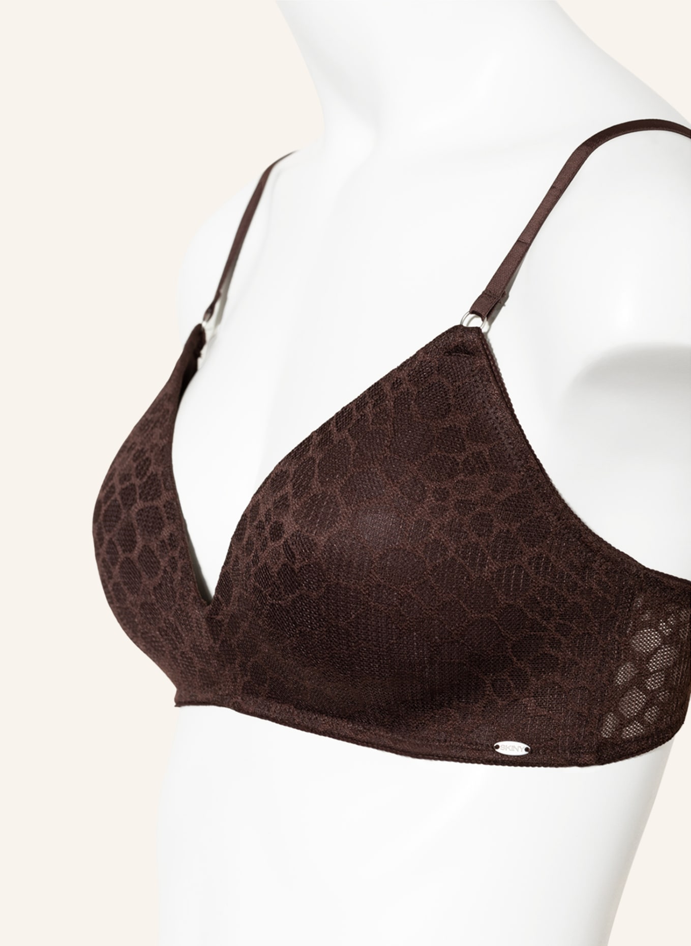 Skiny Triangle bra EVERY DAY IN LACE TEXTURE , Color: DARK BROWN (Image 4)