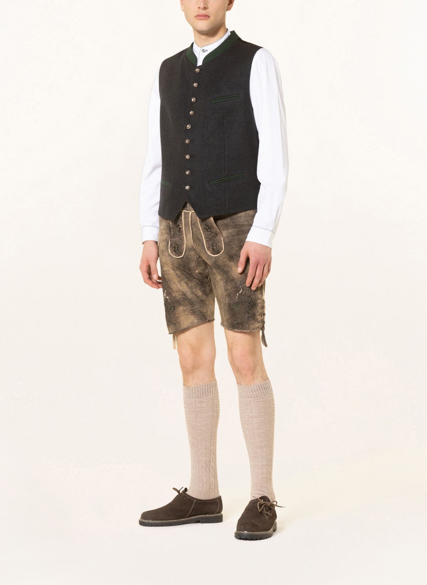 BECKERT Spodnie skórzane w stylu ludowym, Kolor: mustang / St. 1393 d.grün (Obrazek 2)