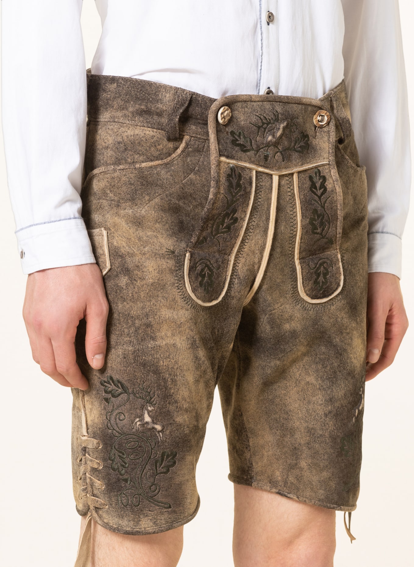 BECKERT Spodnie skórzane w stylu ludowym, Kolor: mustang / St. 1393 d.grün (Obrazek 5)