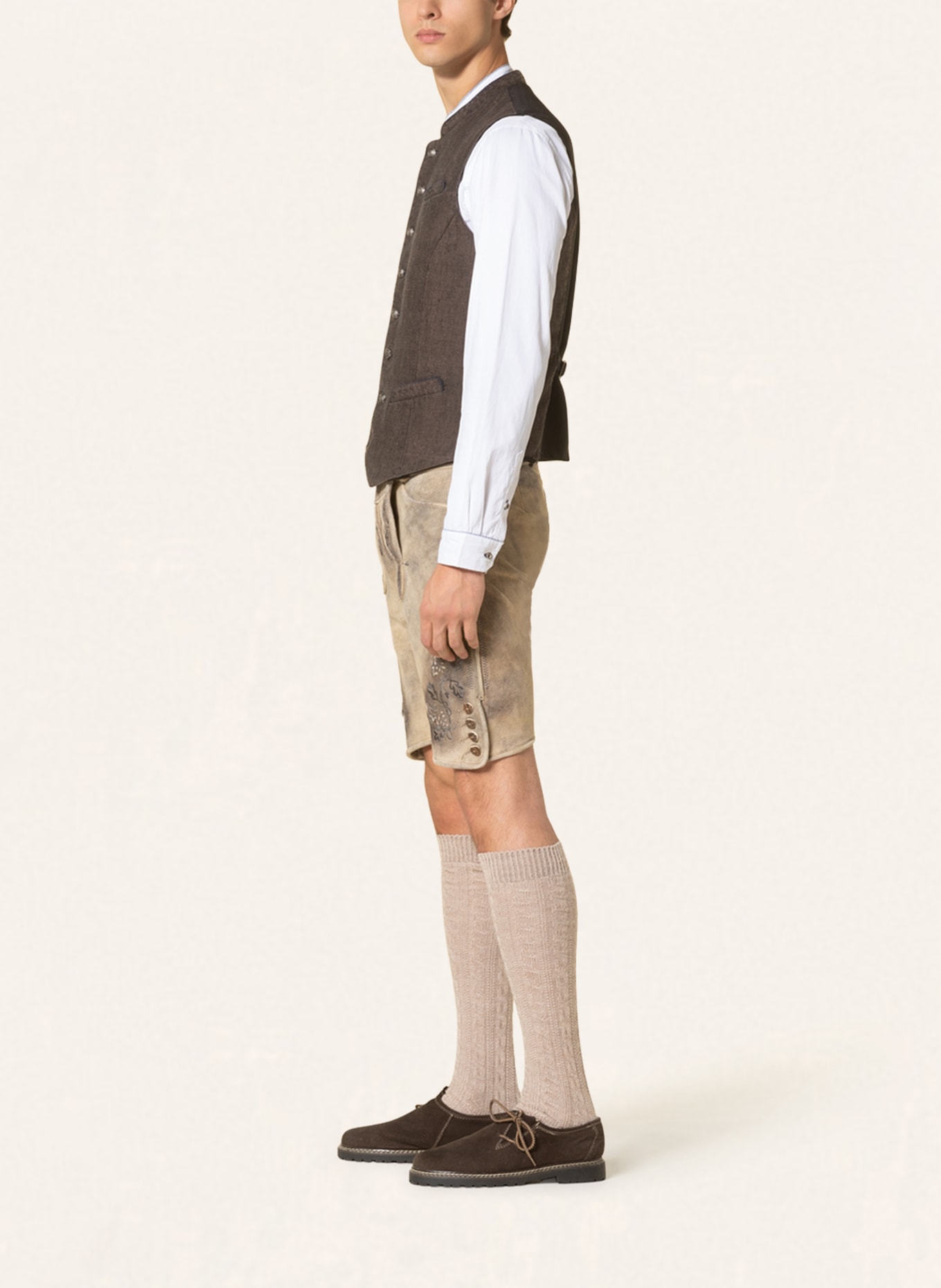 BECKERT Spodnie skórzane w stylu ludowym LUSTENAU, Kolor: JASNOBRĄZOWY (Obrazek 4)