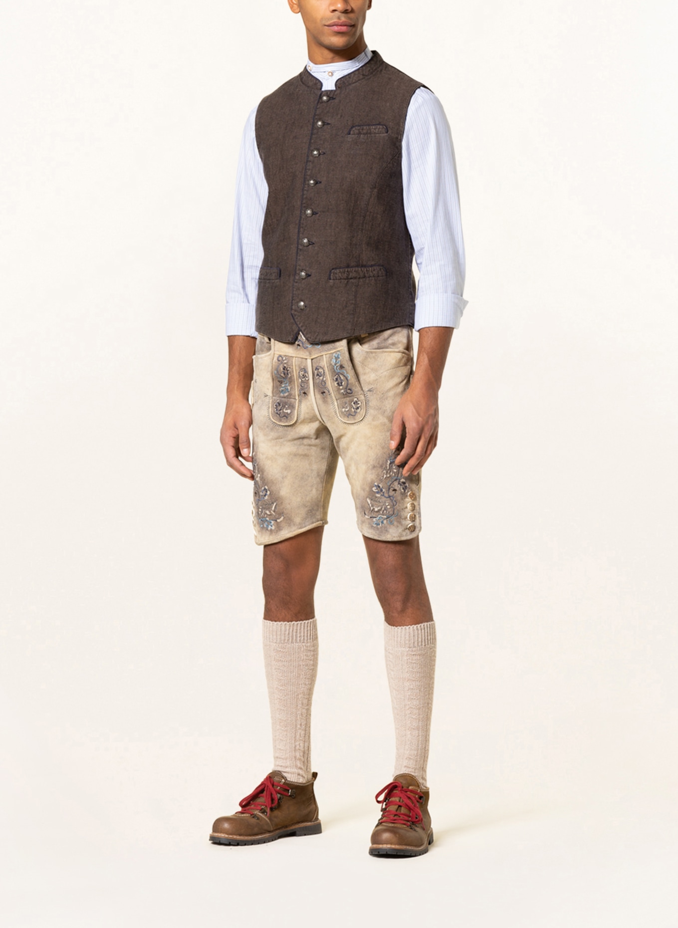 BECKERT Spodnie skórzane w stylu ludowym, Kolor: BEŻOWY (Obrazek 2)