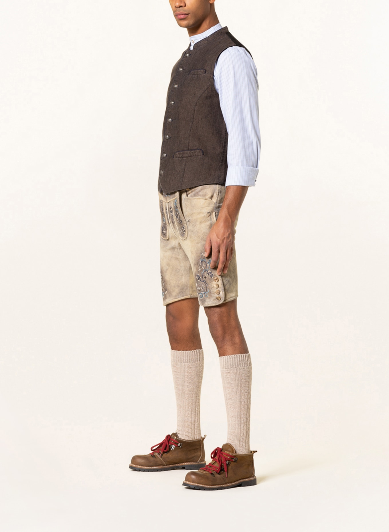 BECKERT Spodnie skórzane w stylu ludowym, Kolor: BEŻOWY (Obrazek 4)