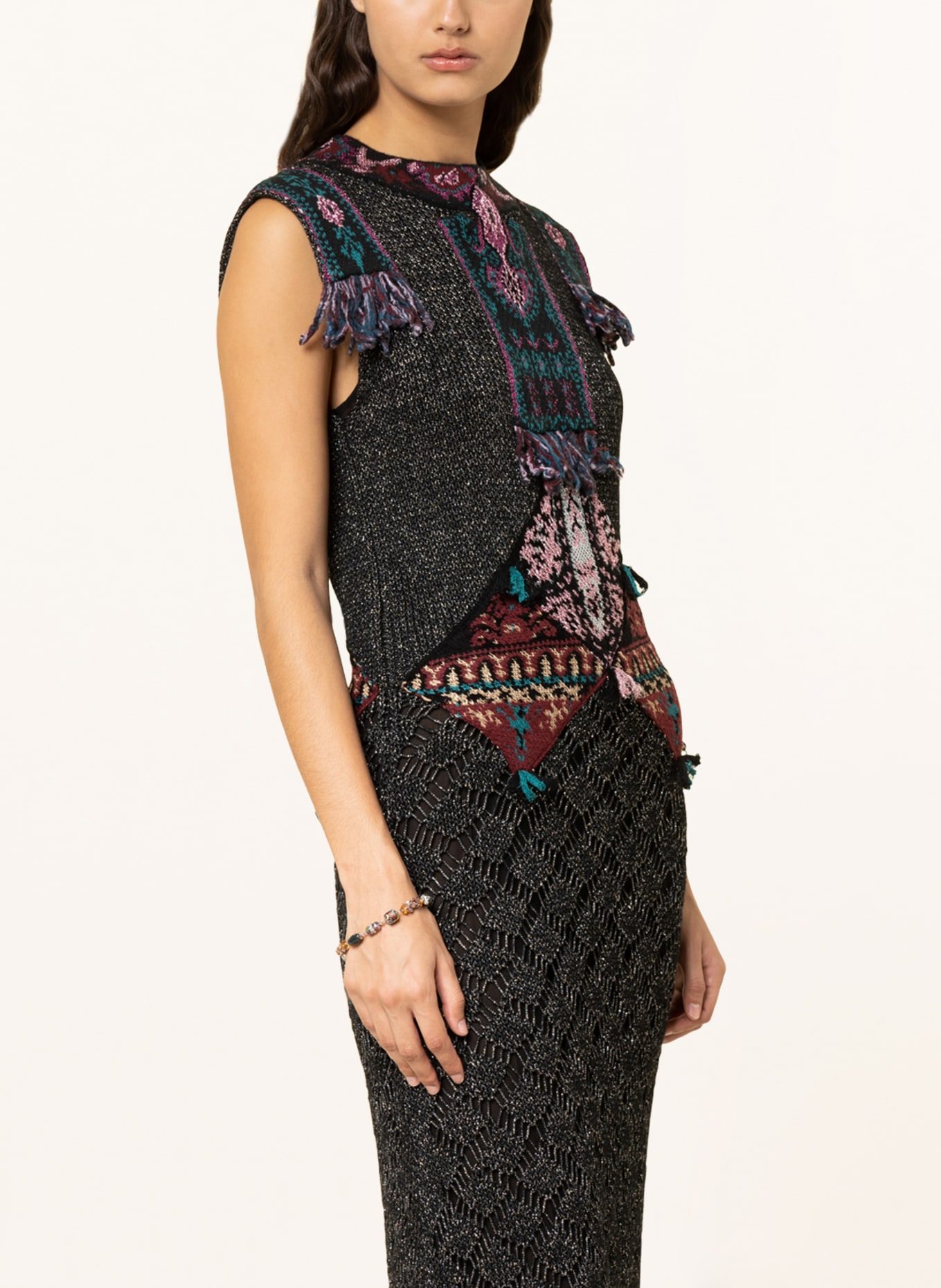 ETRO Knit dress with glitter thread , Color: BLACK/ FUCHSIA/ DARK RED (Image 4)