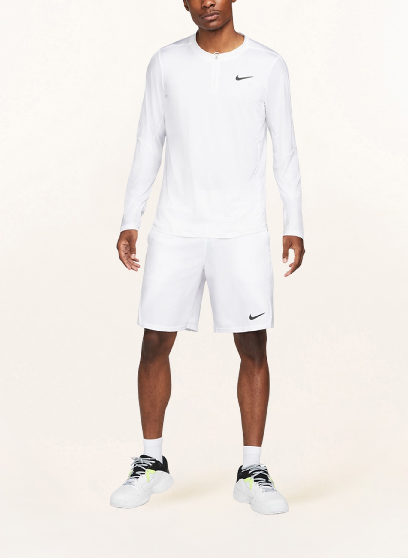 Nike Long sleeve shirt COURT DRI-FIT ADVANTAGE in mesh, Color: WHITE/ BLACK (Image 2)