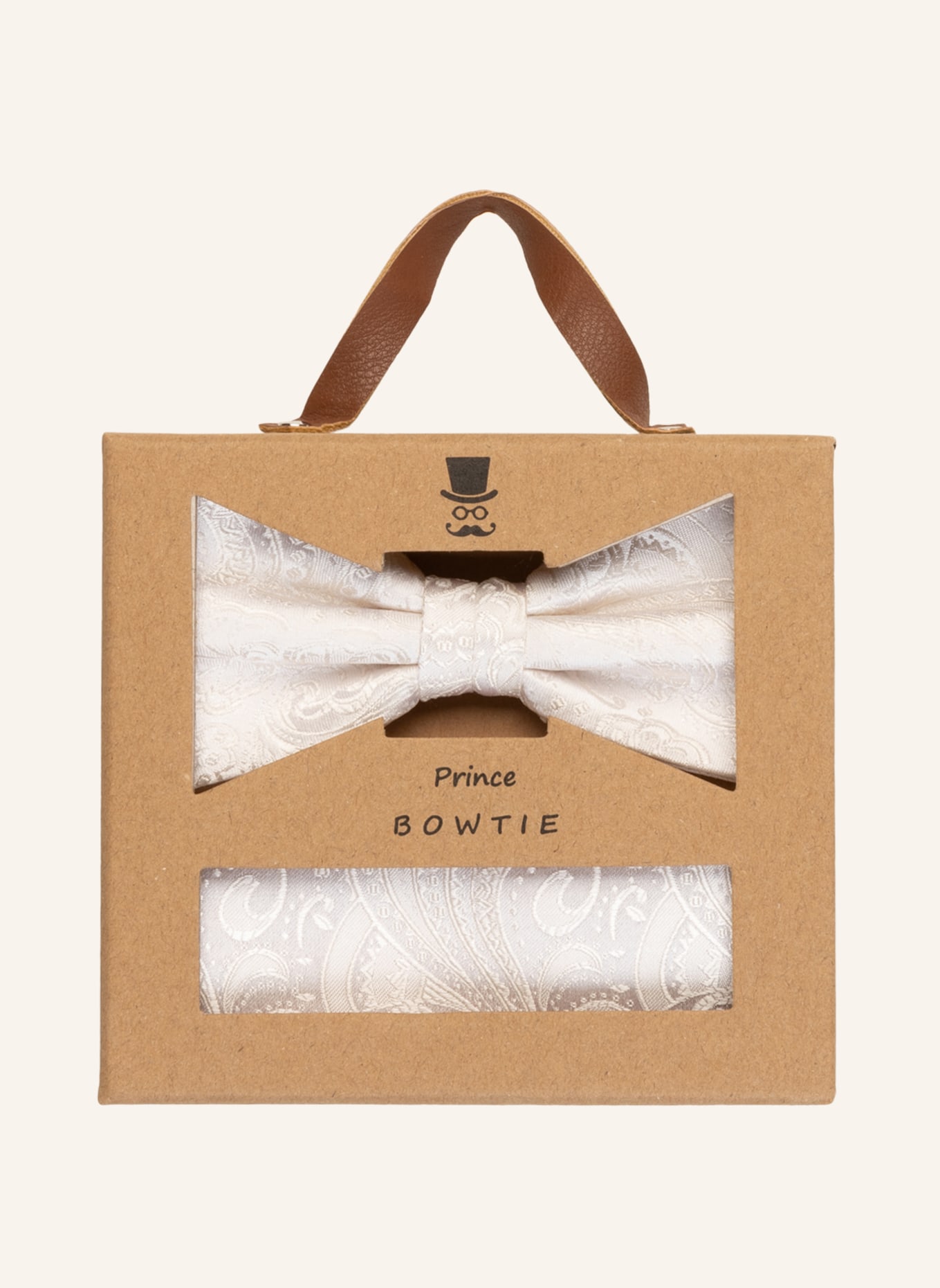 Prince BOWTIE Set: Bow tie and pocket handkerchief, Color: CREAM (Image 1)
