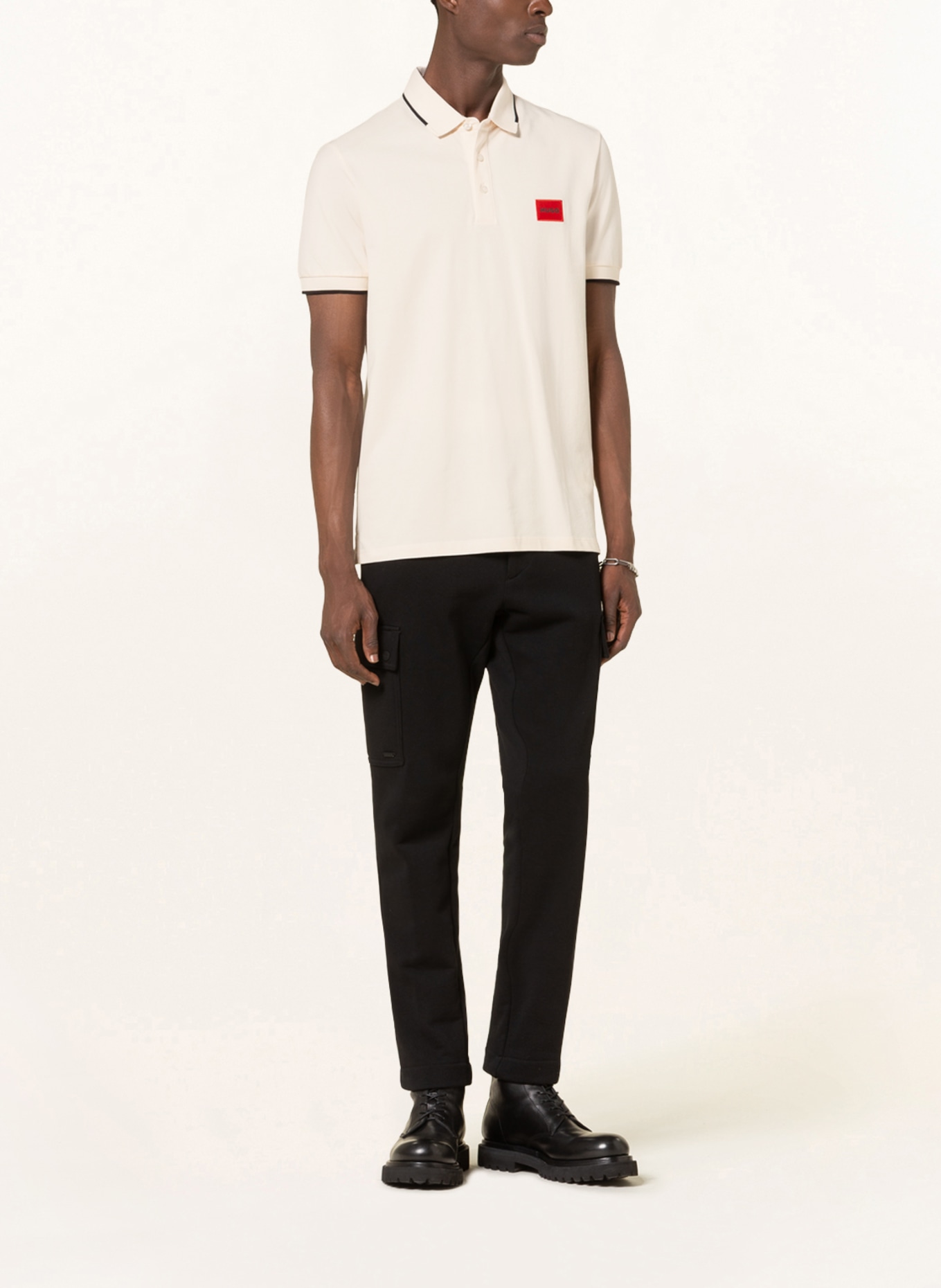 HUGO Piqué-Poloshirt DERESINO Slim Fit, Farbe: CREME (Bild 2)