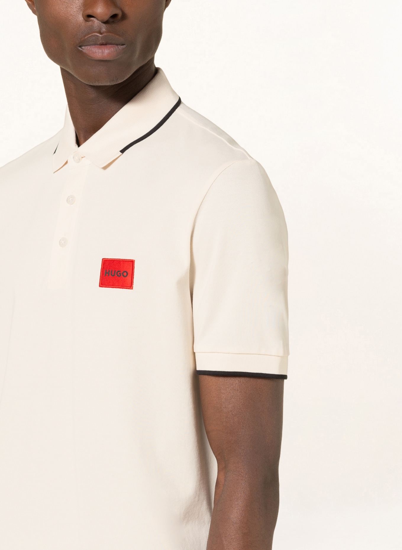 HUGO Piqué-Poloshirt DERESINO Slim Fit, Farbe: CREME (Bild 4)