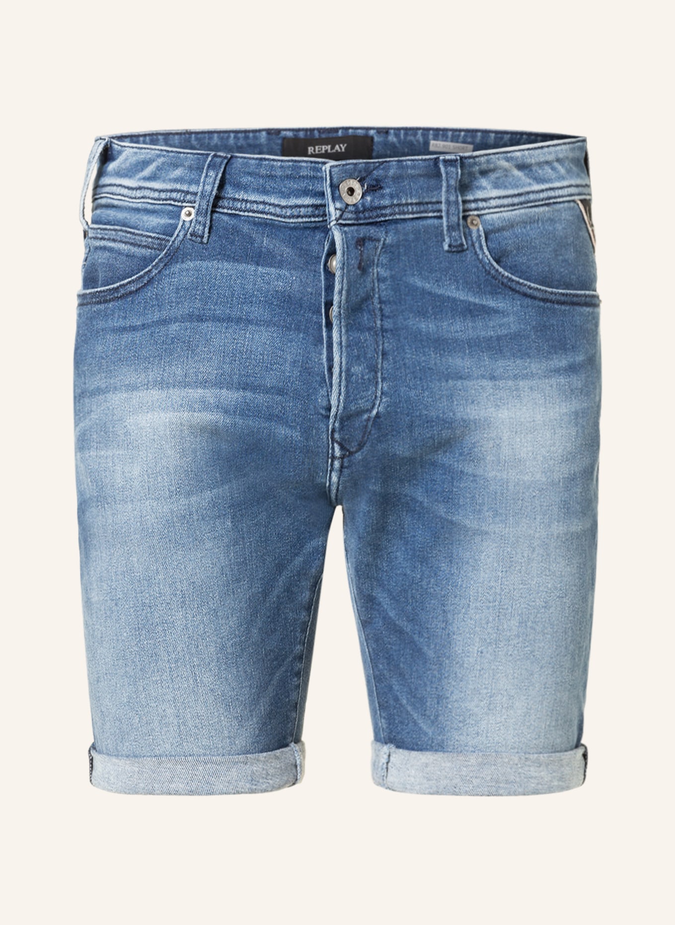 REPLAY Szorty jeansowe tapered fit, Kolor: 009 MEDIUM BLUE (Obrazek 1)