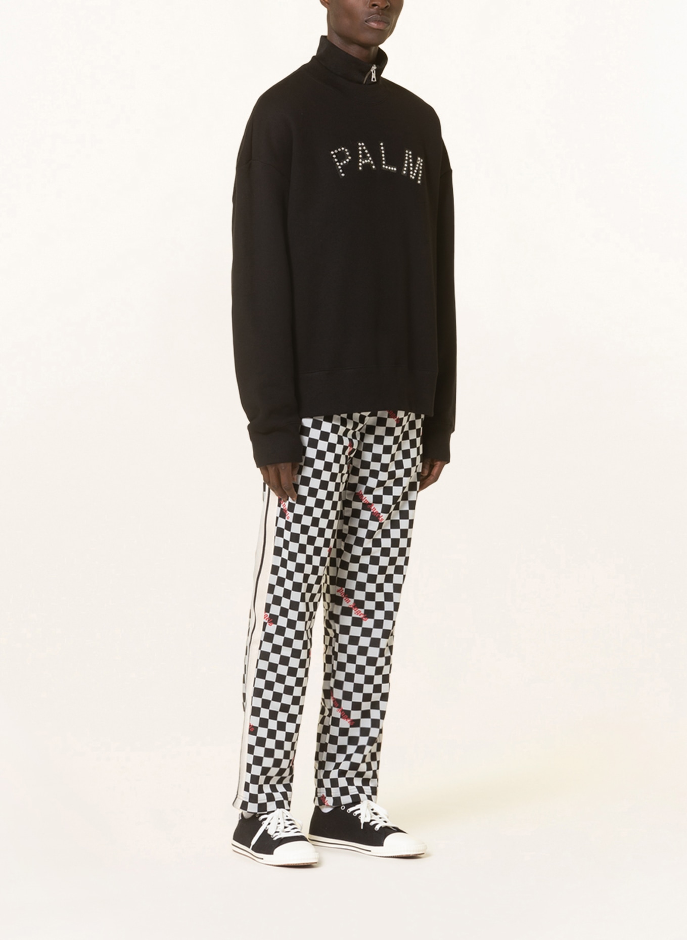 Palm Angels Bluza nierozpinana oversize z ozdobnymi kamykami, Kolor: CZARNY (Obrazek 2)