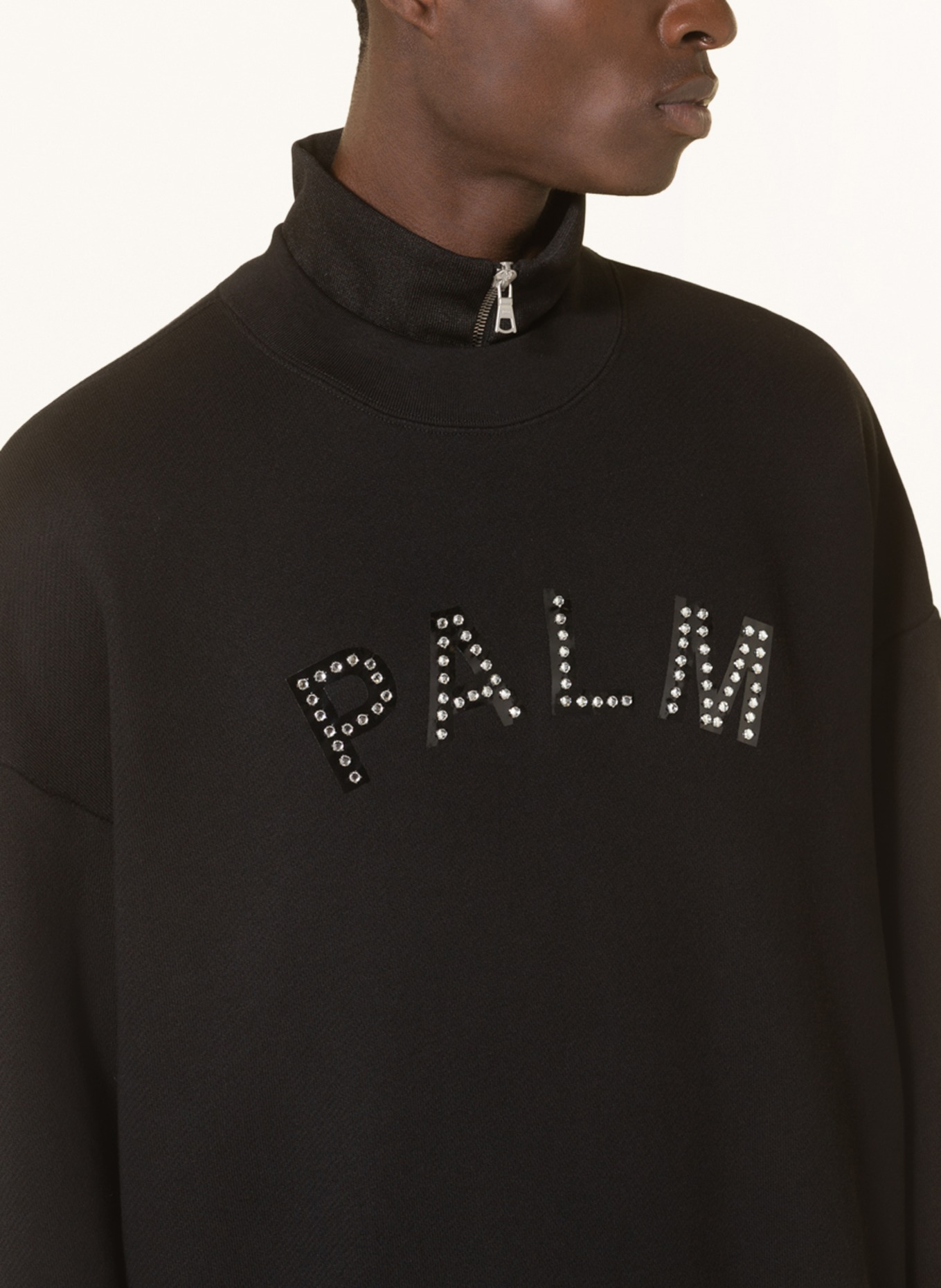 Palm Angels Bluza nierozpinana oversize z ozdobnymi kamykami, Kolor: CZARNY (Obrazek 4)
