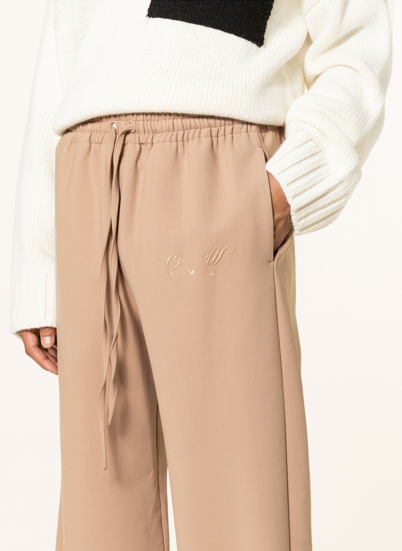 Off-White Spodnie w stylu dresowym regular fit, Kolor: CAMELOWY (Obrazek 5)