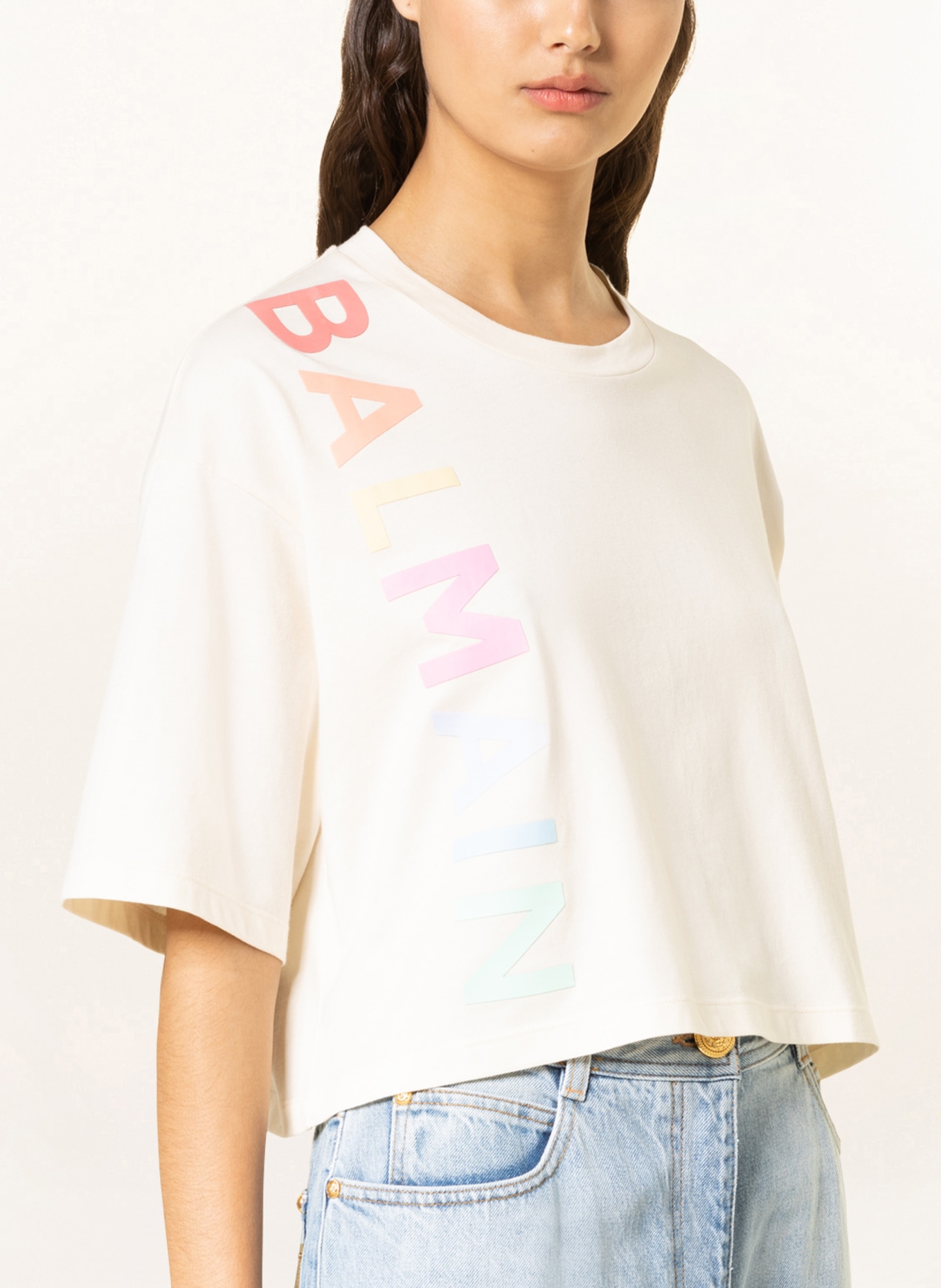 BALMAIN Cropped-Shirt, Farbe: CREME (Bild 4)