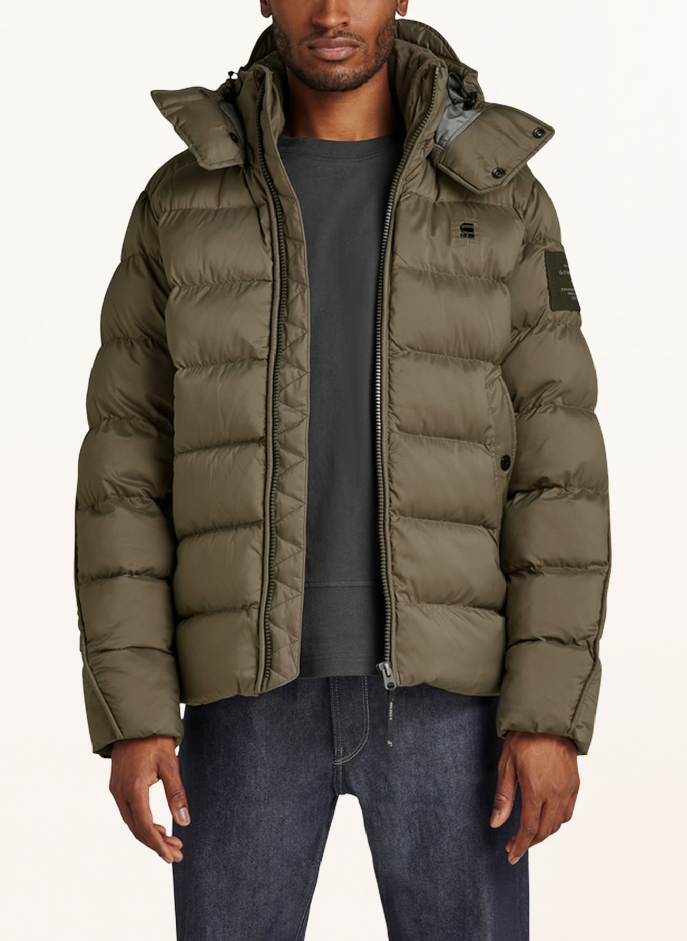 G-Star Quilted jacket G-WHISTLER with detachable hood: KHAKI