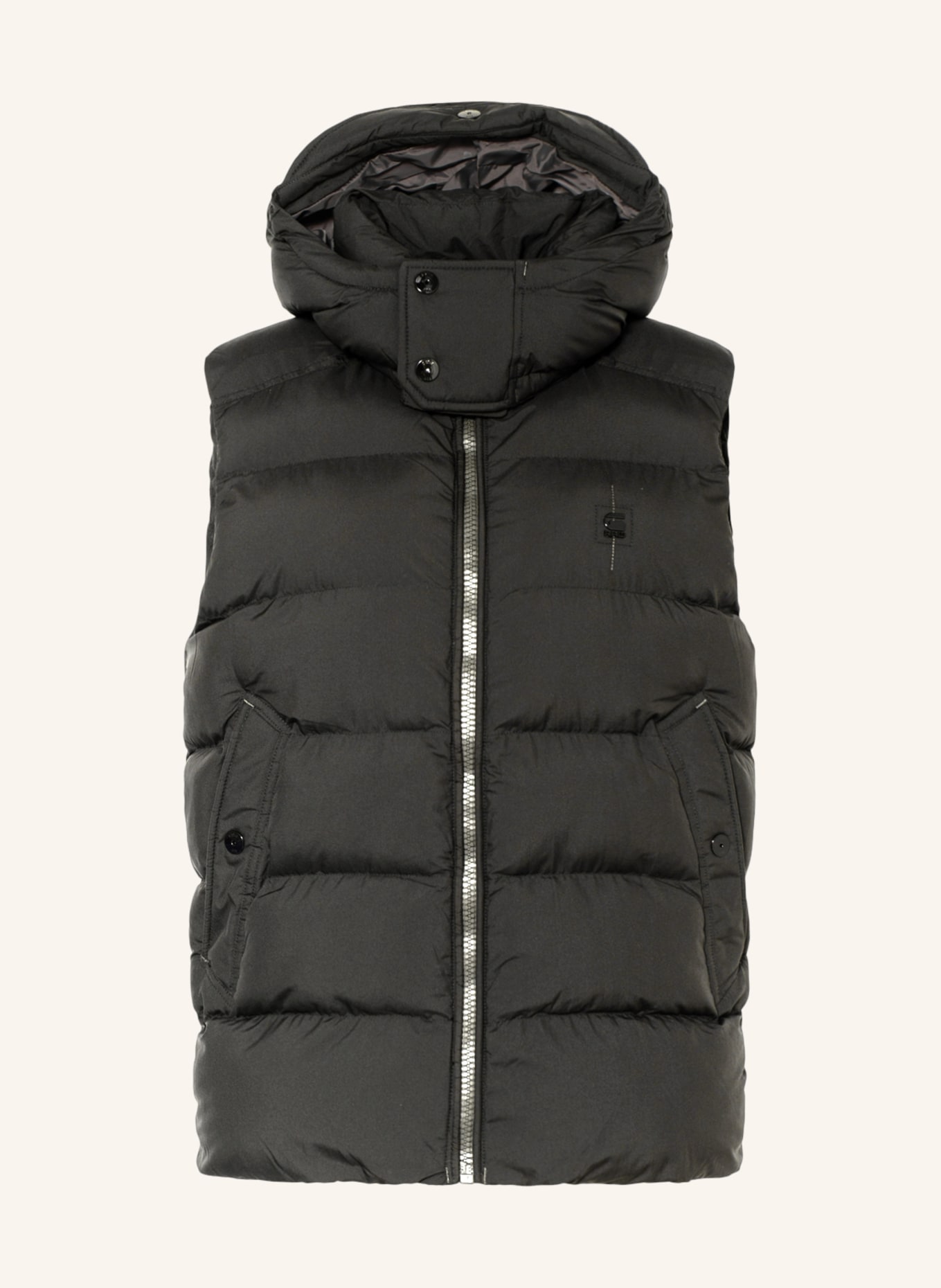 G-Star RAW Quilted vest G-WHISTLER with detachable hood, Color: BLACK (Image 1)