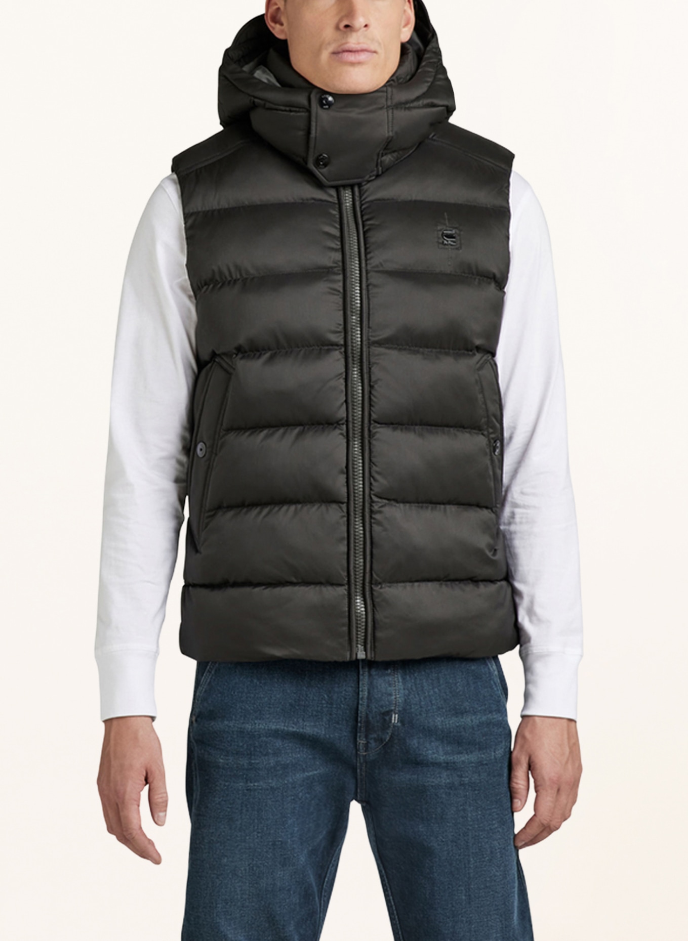 G-Star RAW Quilted vest G-WHISTLER with detachable hood, Color: BLACK (Image 2)