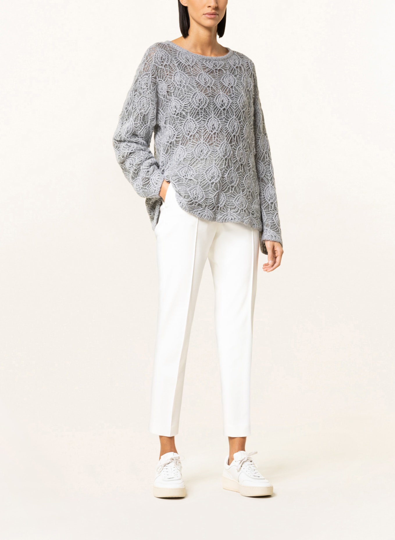 FABIANA FILIPPI Sweter z cekinami, Kolor: SZARY (Obrazek 2)