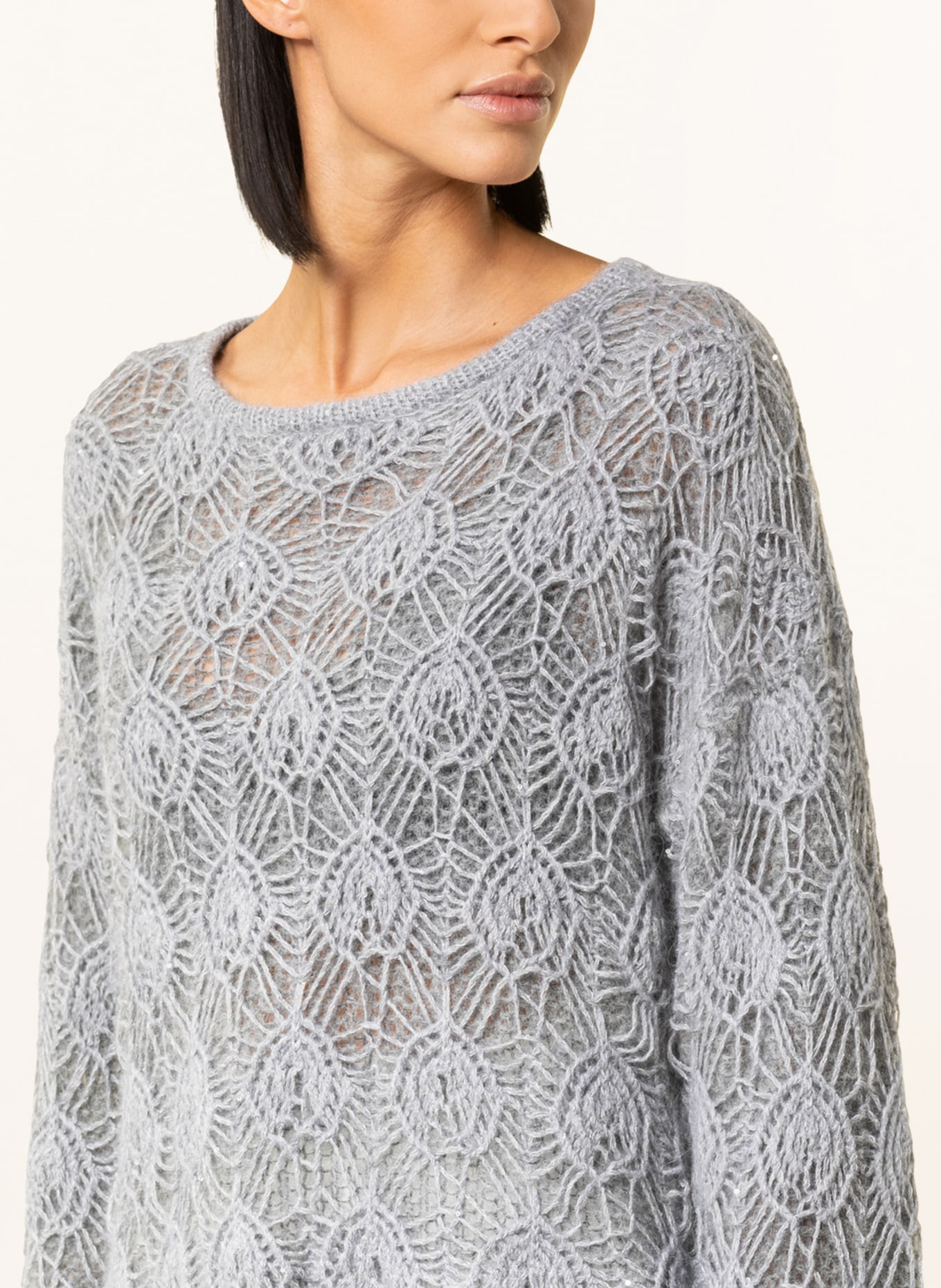 FABIANA FILIPPI Sweter z cekinami, Kolor: SZARY (Obrazek 4)