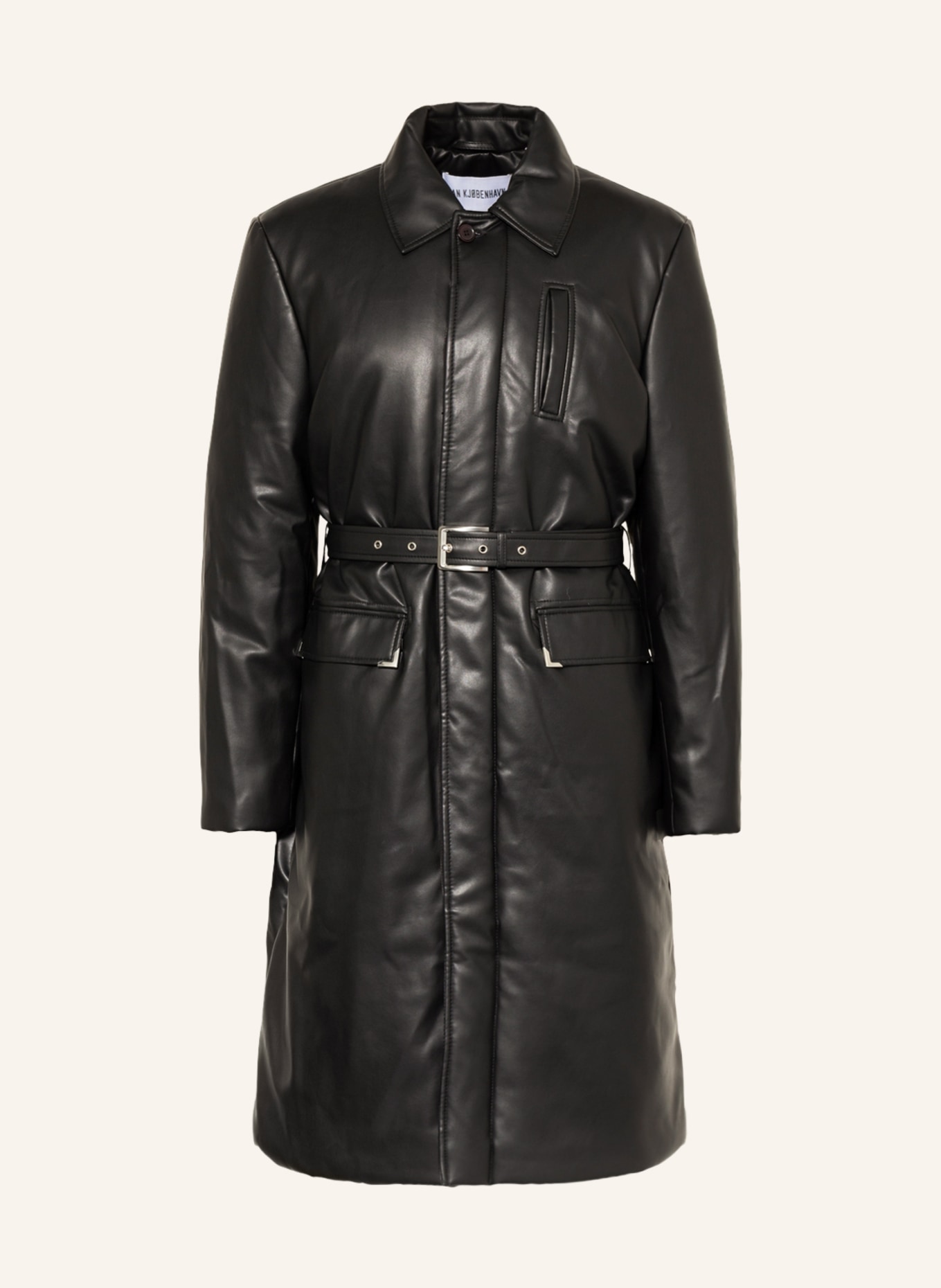 HAN KJØBENHAVN Leather look coat, Color: BLACK (Image 1)