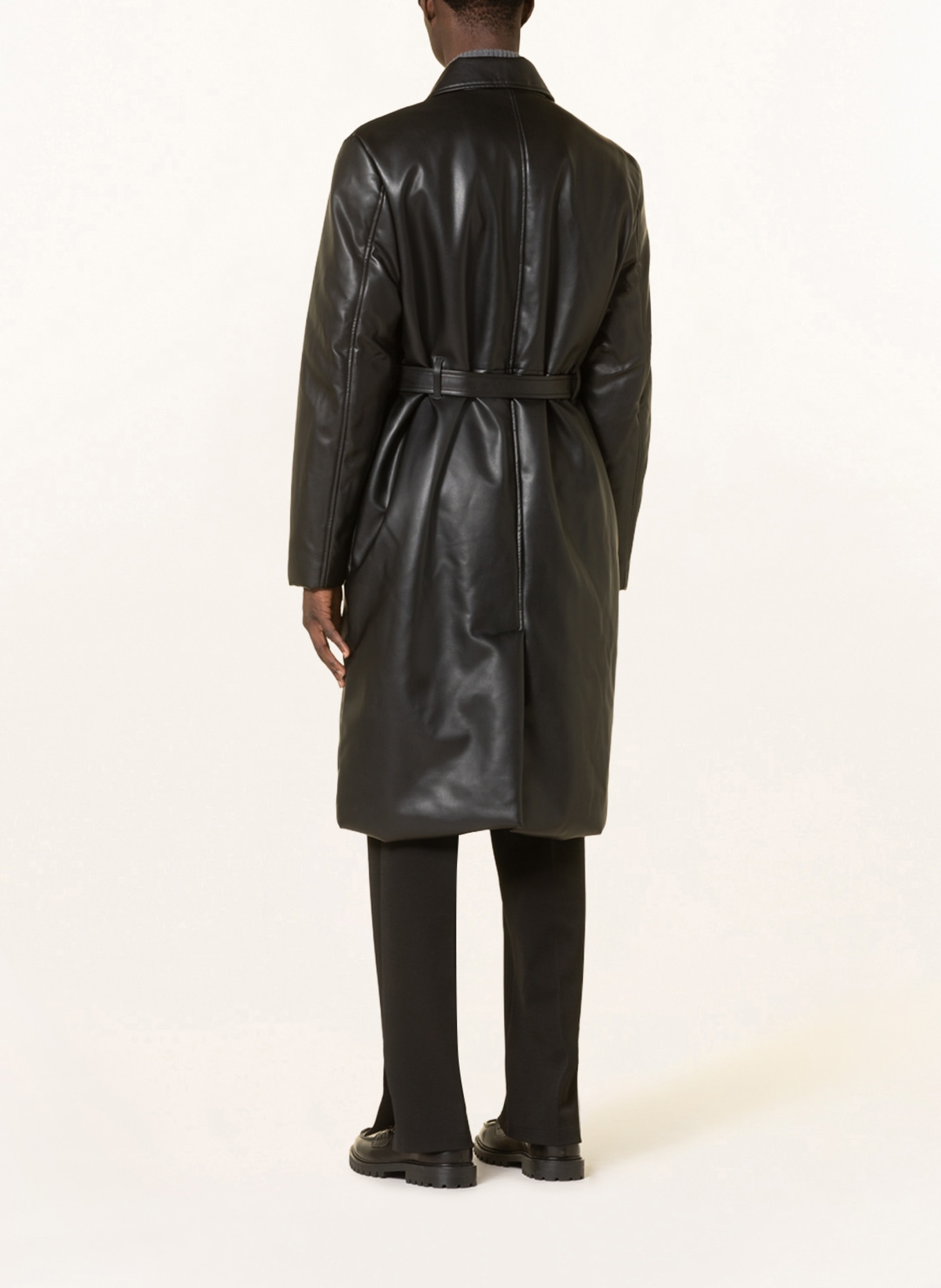 HAN KJØBENHAVN Leather look coat, Color: BLACK (Image 3)