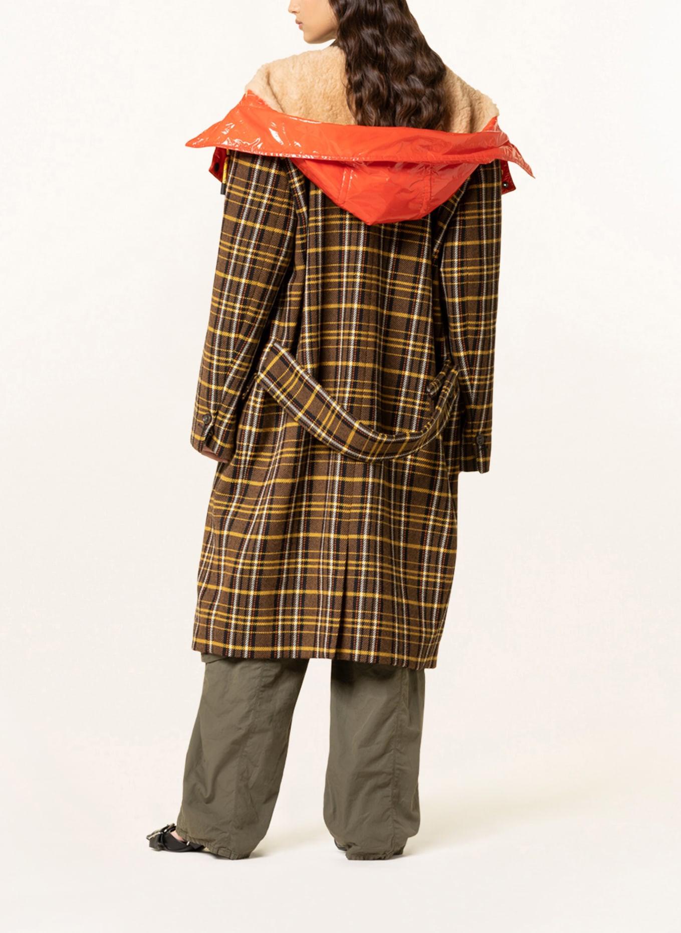 DSQUARED2 Mantel mit Kunstfell und abnehmbarer Kapuze, Farbe: SCHWARZ/ BRAUN/ GELB (Bild 3)