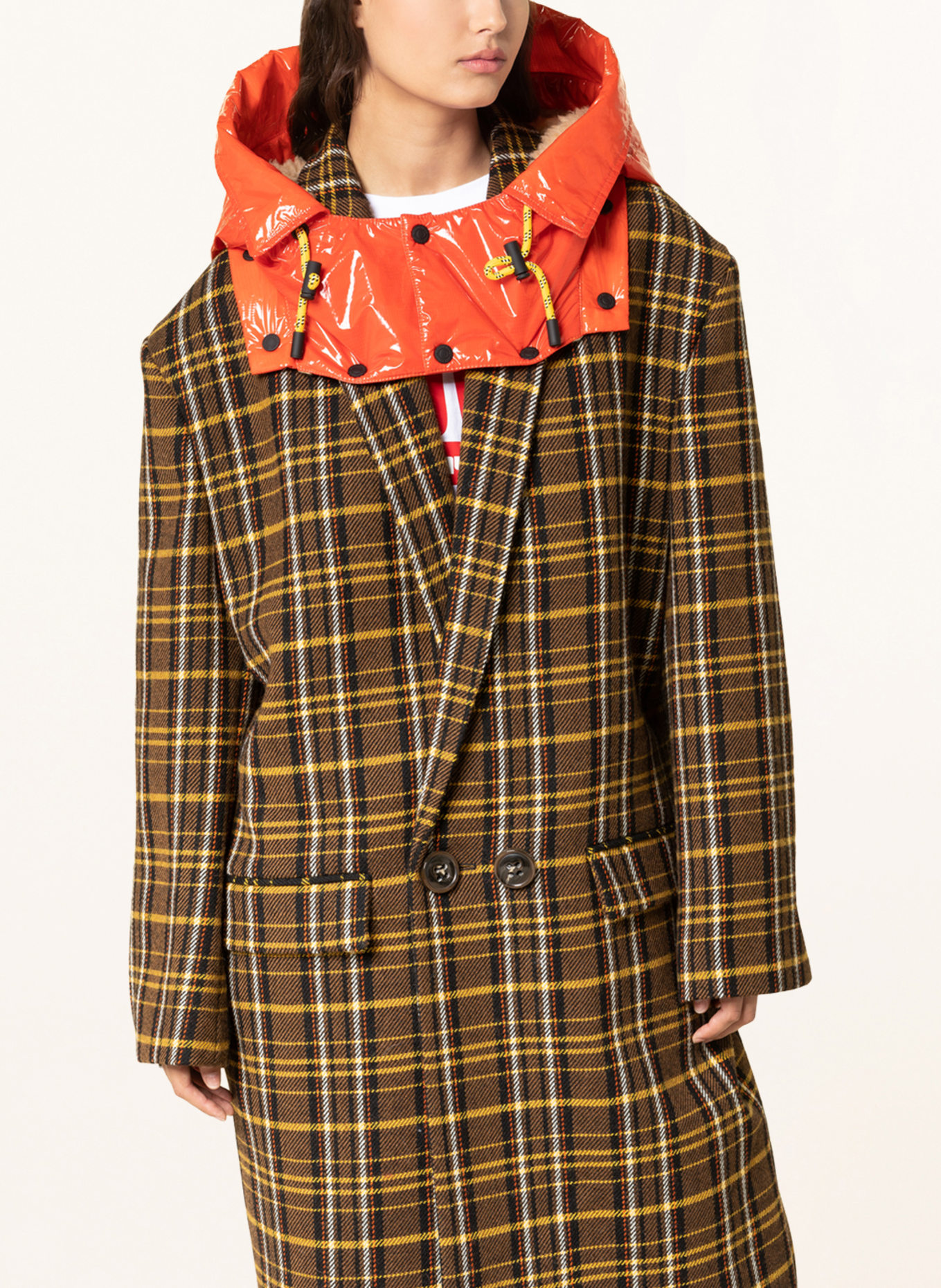 DSQUARED2 Mantel mit Kunstfell und abnehmbarer Kapuze, Farbe: SCHWARZ/ BRAUN/ GELB (Bild 5)