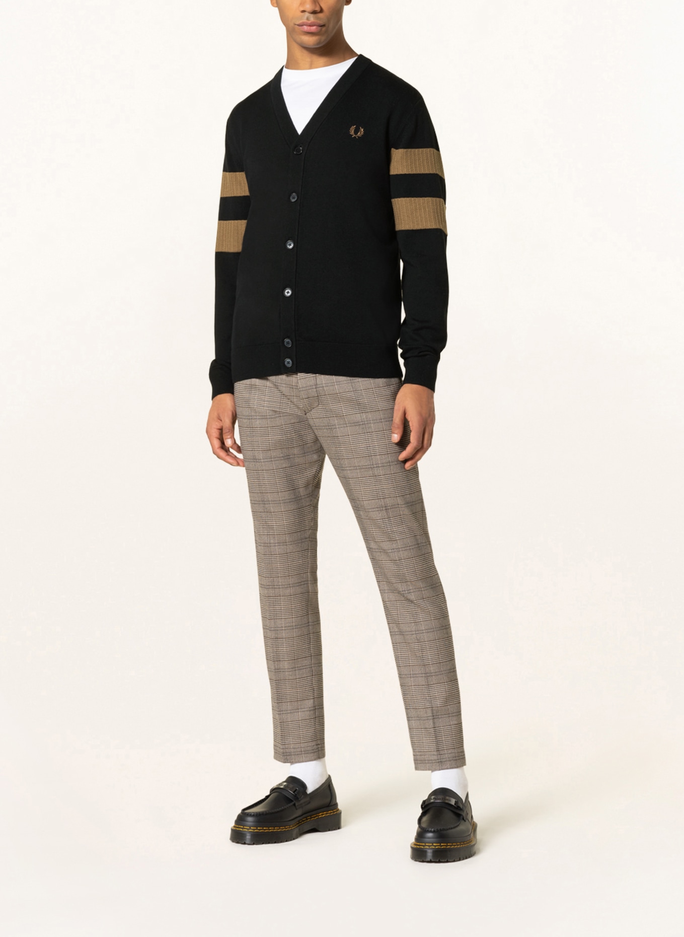 FRED PERRY Cardigan, Color: BLACK/ CAMEL (Image 2)