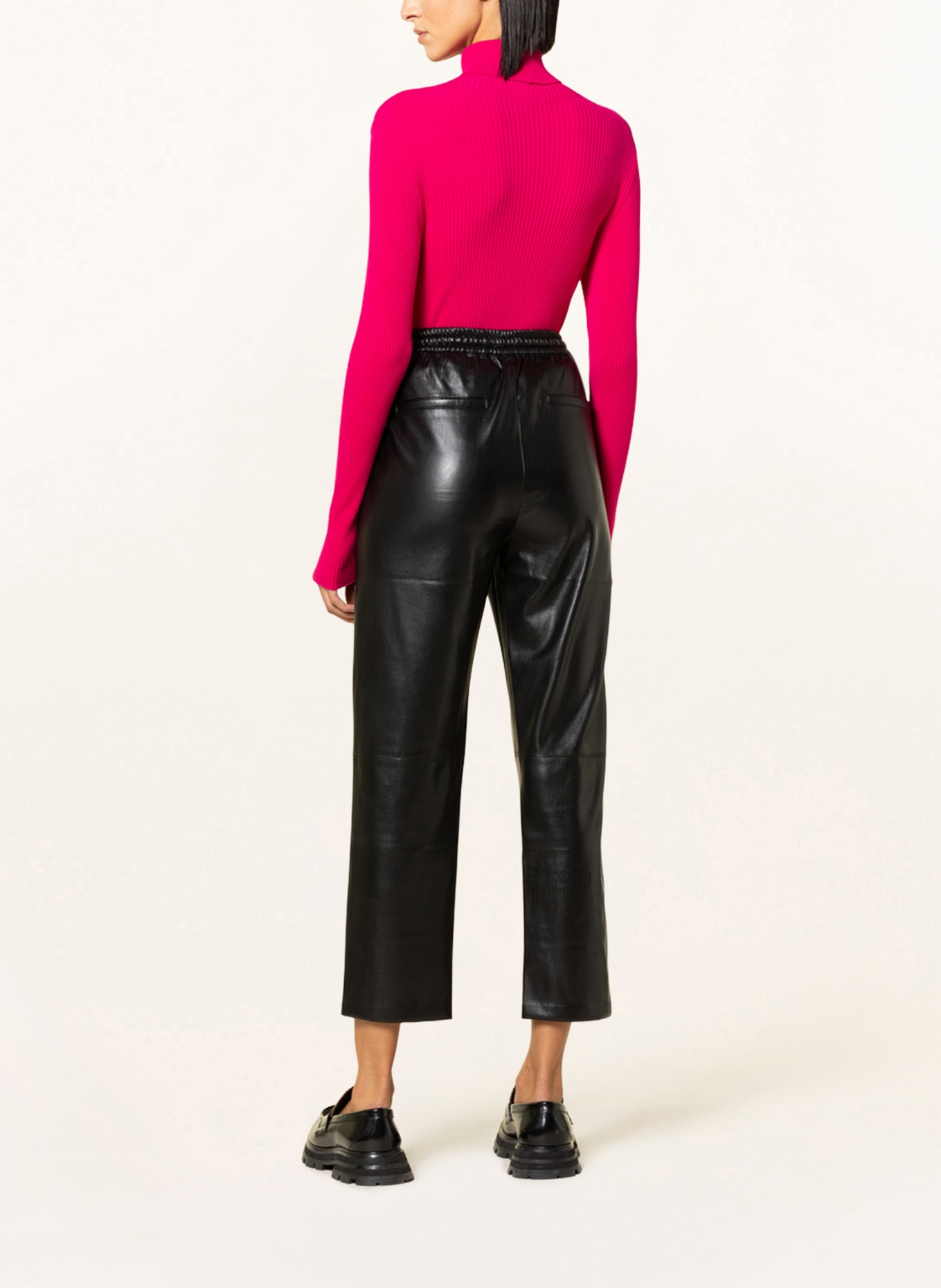 MRS & HUGS 7/8 trousers in leather look, Color: BLACK (Image 3)