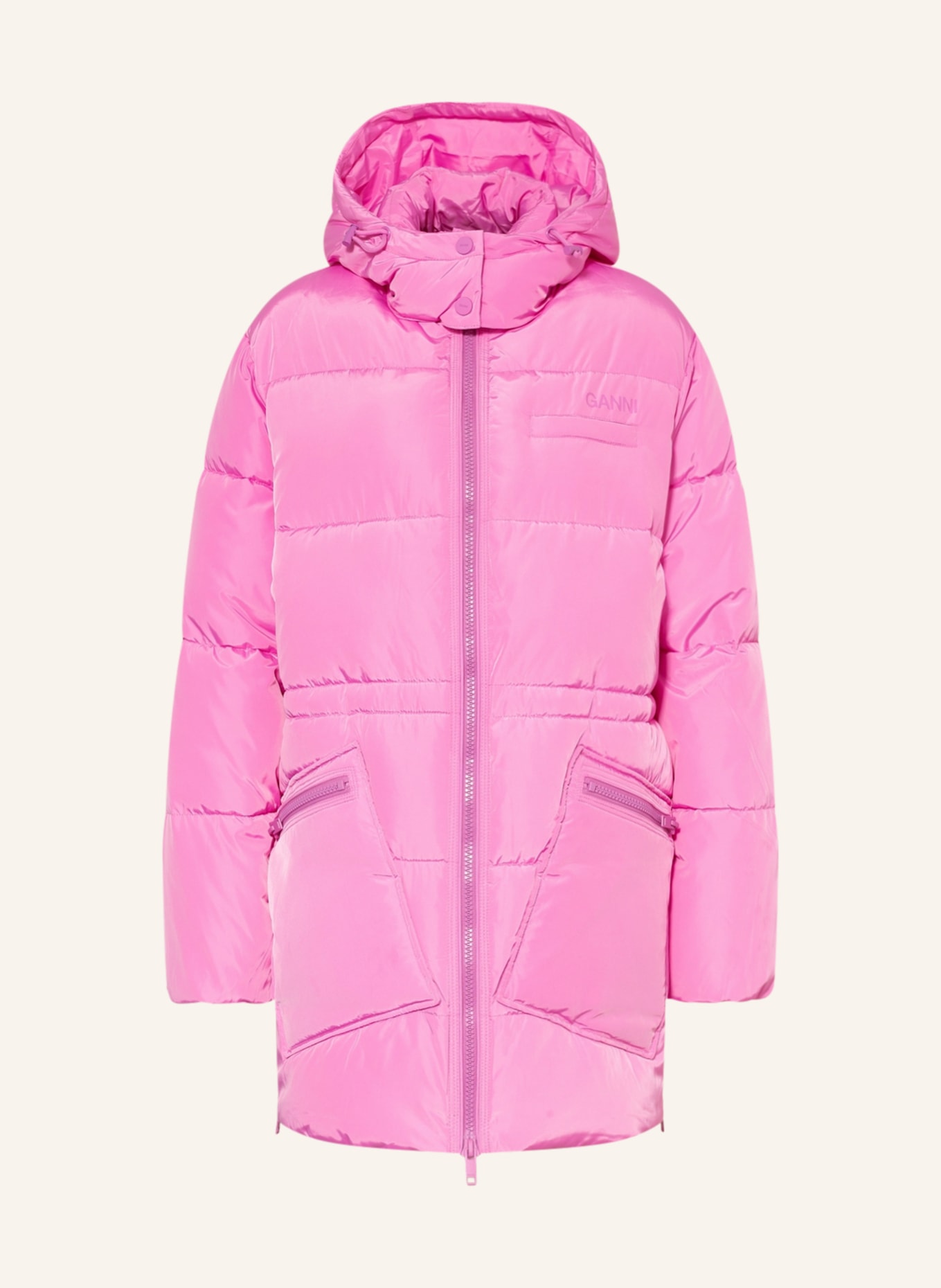 GANNI Oversized quilted vest with removable hood, Color: PINK (Image 1)