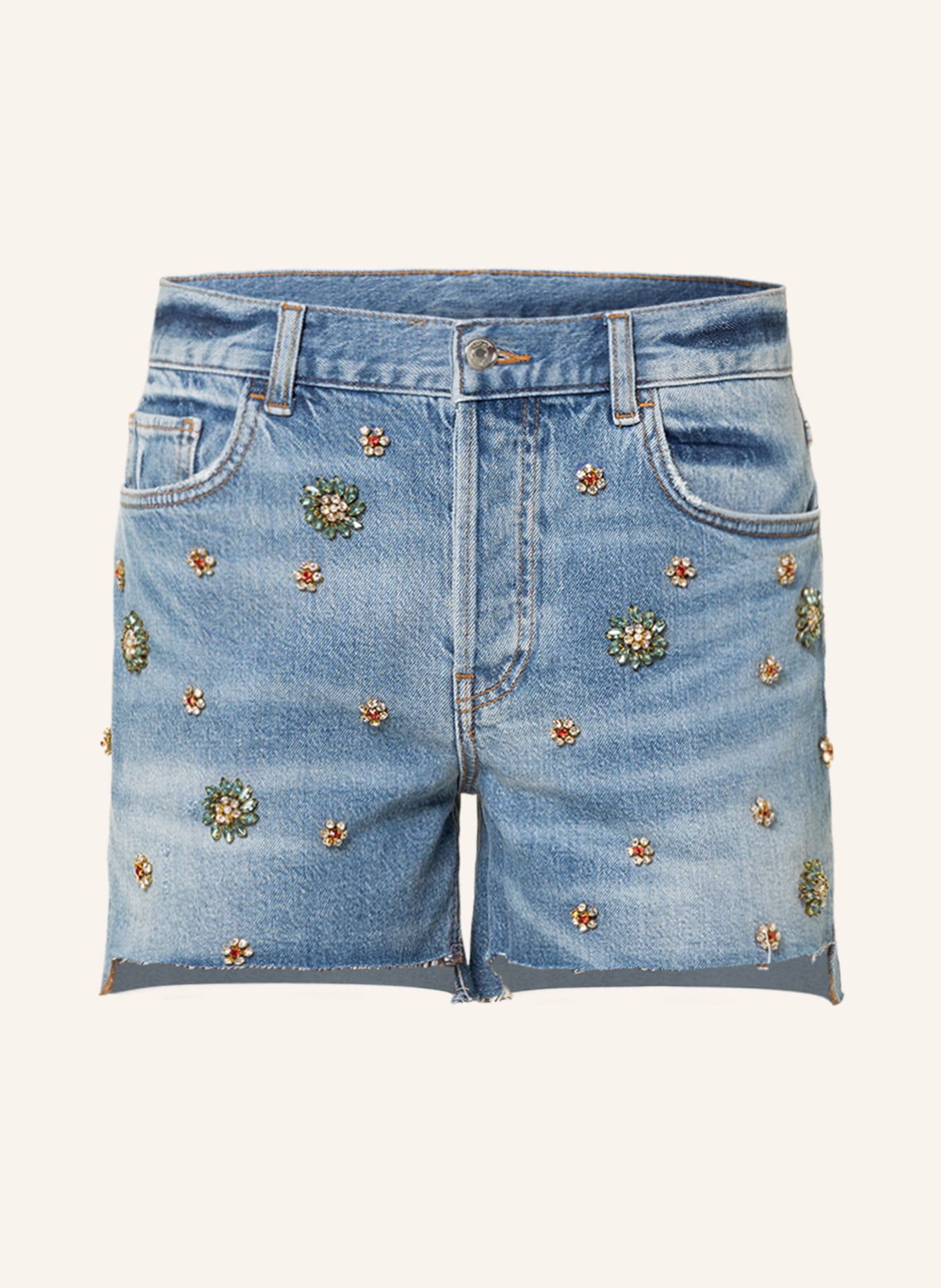 LIU JO Szorty jeansowe z ozdobnymi kamykami , Kolor: 78441 D.blue dk st.color W (Obrazek 1)