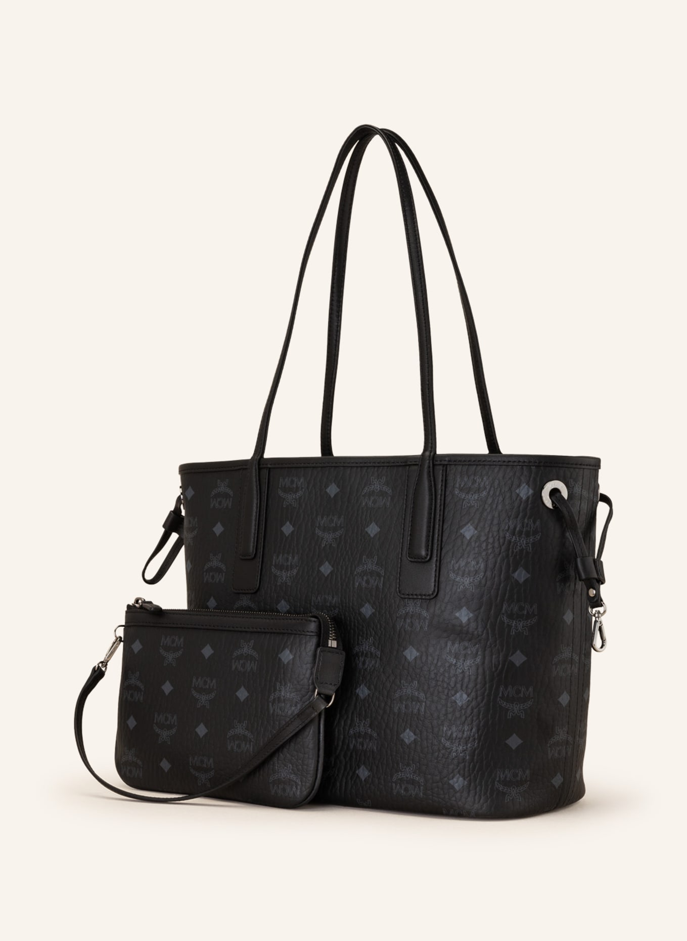 MCM LIZ SMALL reversible shopper with pouch, Color: BLACK (Image 2)
