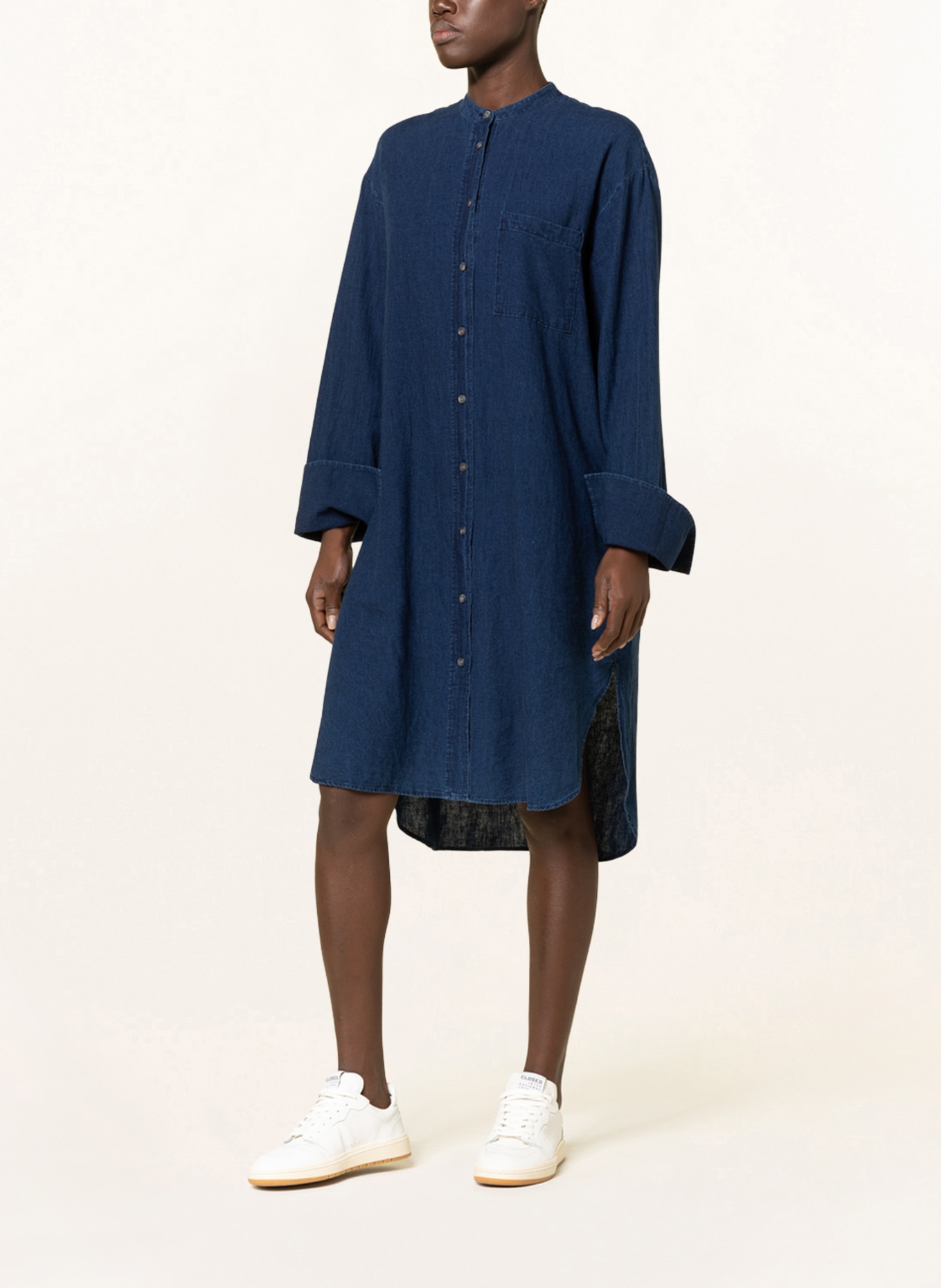 CLOSED Sukienka w stylu jeansowym z dodatkiem lnu , Kolor: GRANATOWY (Obrazek 2)