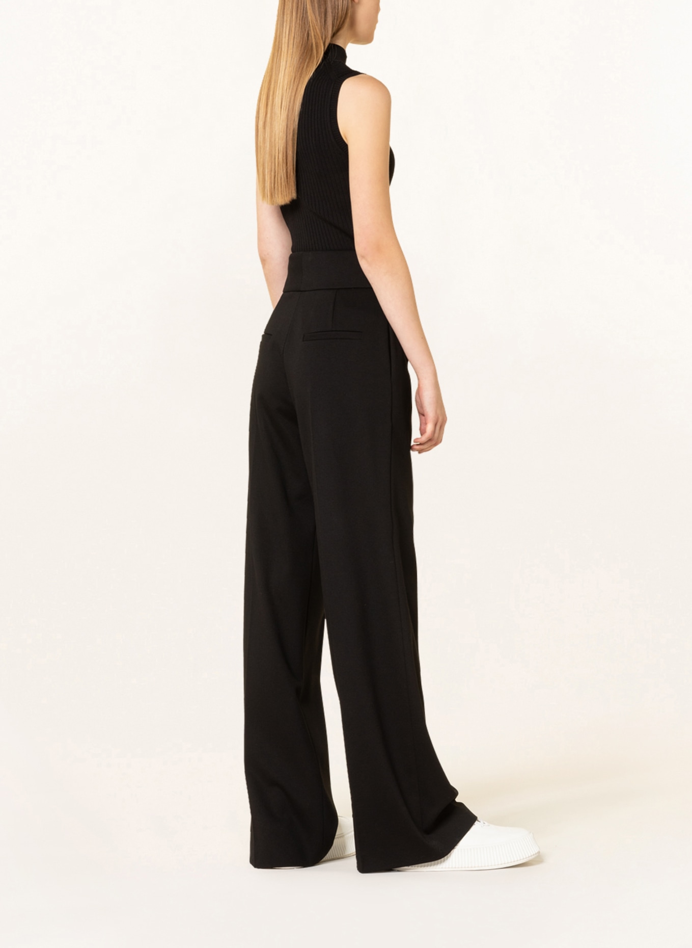 HUGO Wide leg trousers HIMIA made of jersey, Color: BLACK (Image 3)