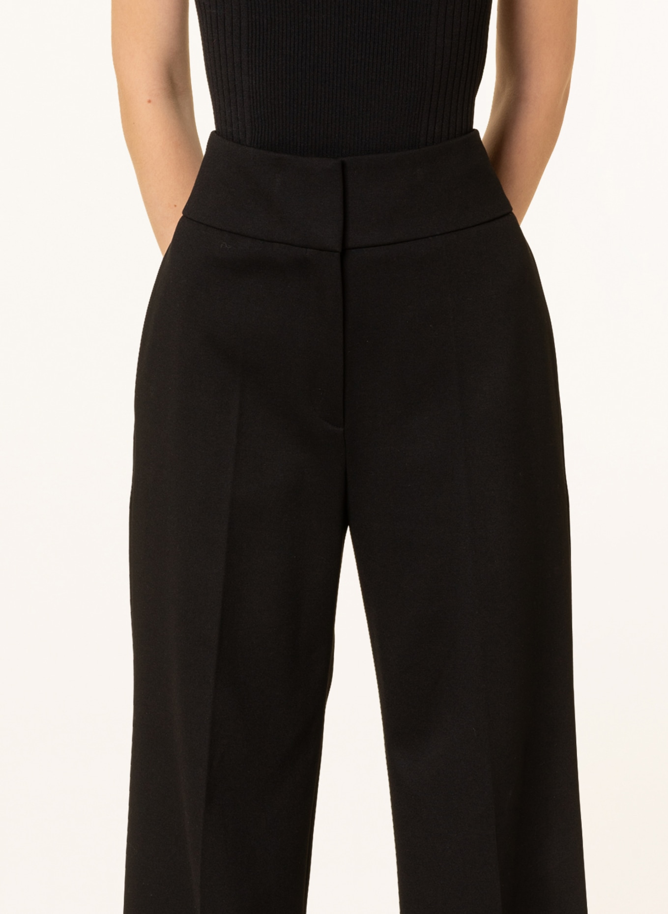 HUGO Wide leg trousers HIMIA made of jersey, Color: BLACK (Image 5)