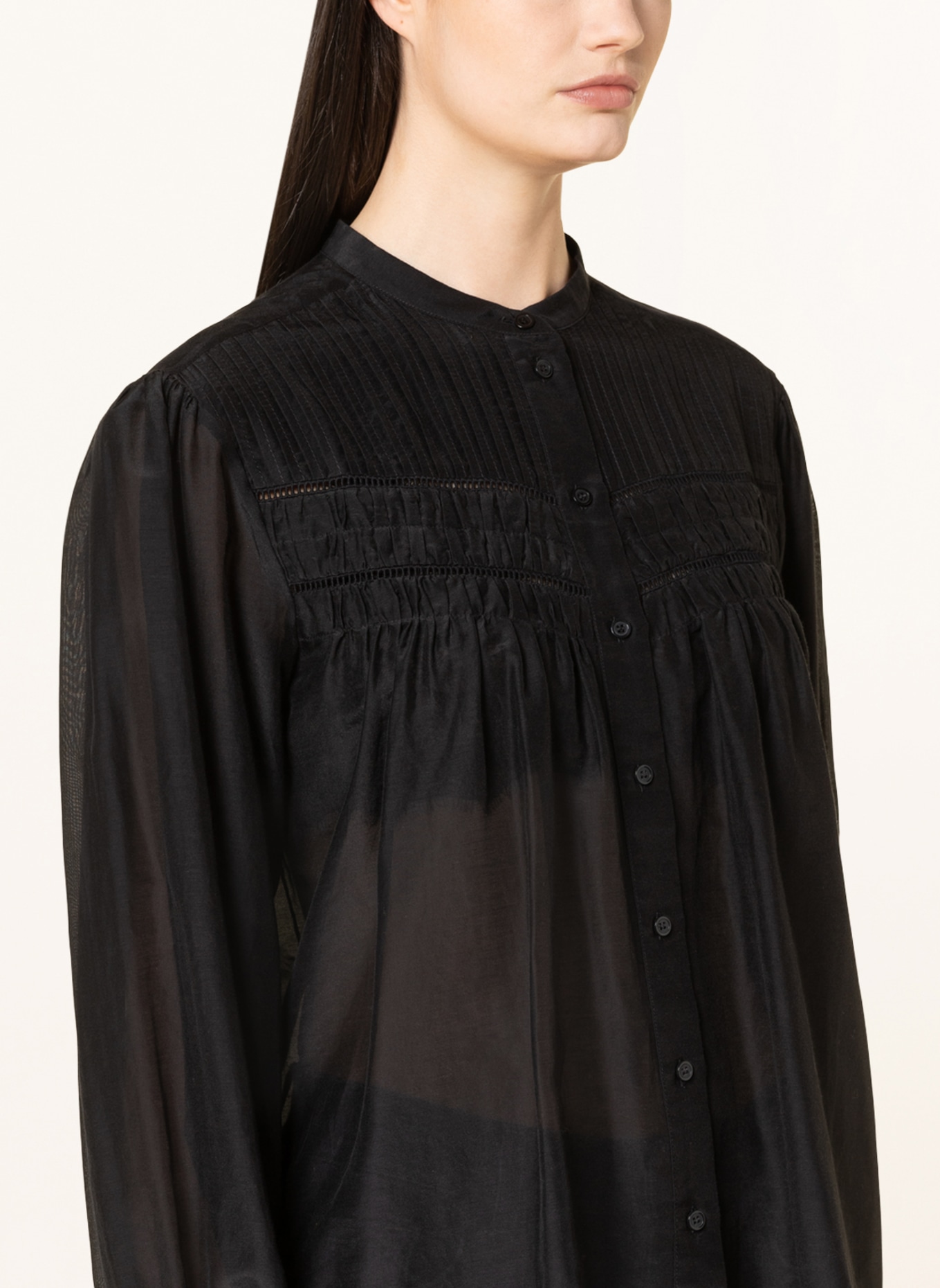 BOSS Blouse BONJOUR with silk, Color: BLACK (Image 4)