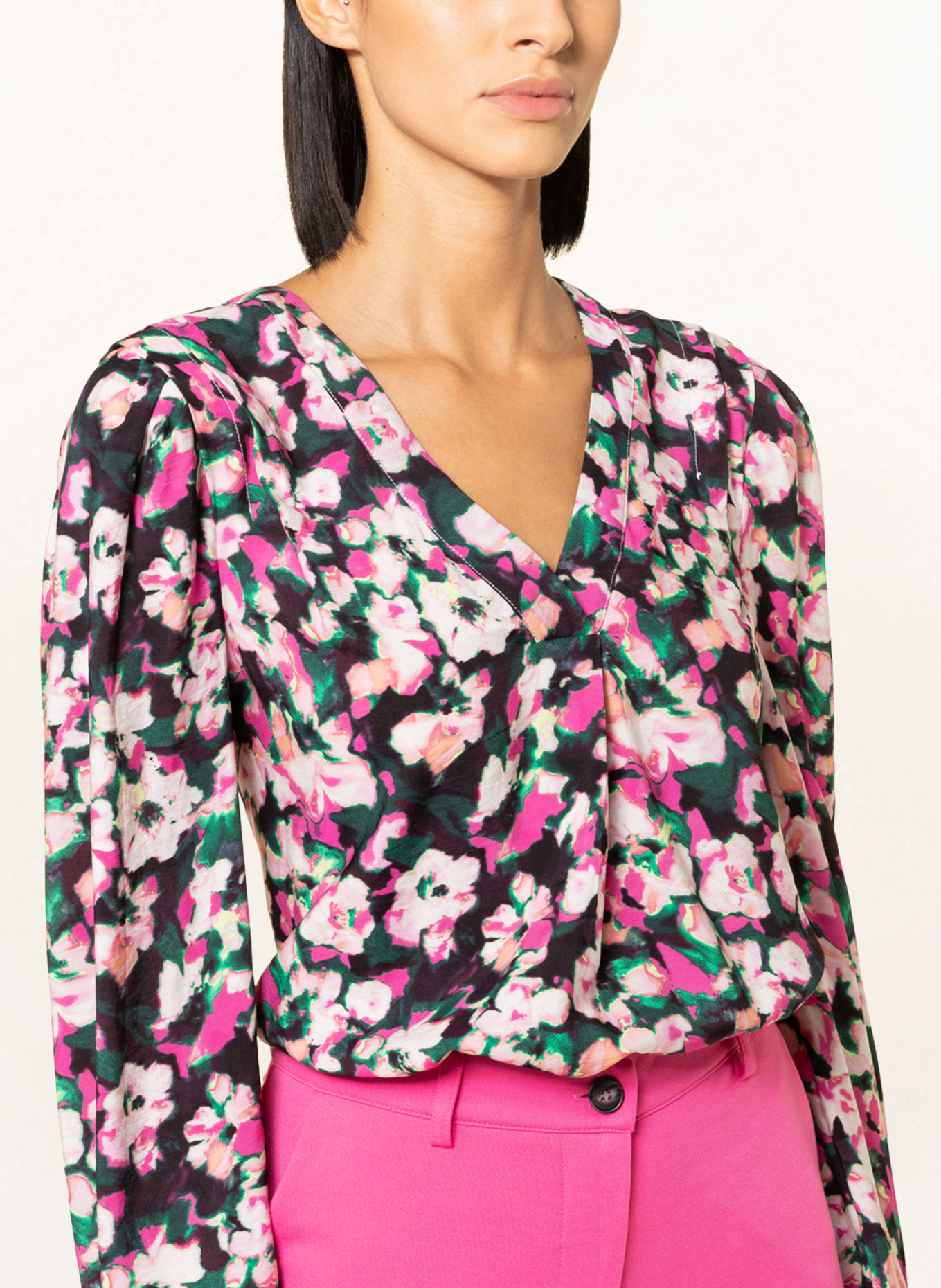 FREEQUENT Shirt blouse FQCAISA, Color: BLACK/ GREEN/ PINK (Image 4)