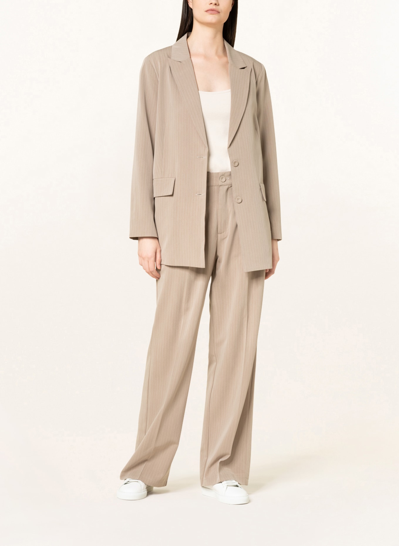 FREEQUENT Long blazer FQKITTAY, Color: WHITE/ TAUPE (Image 2)