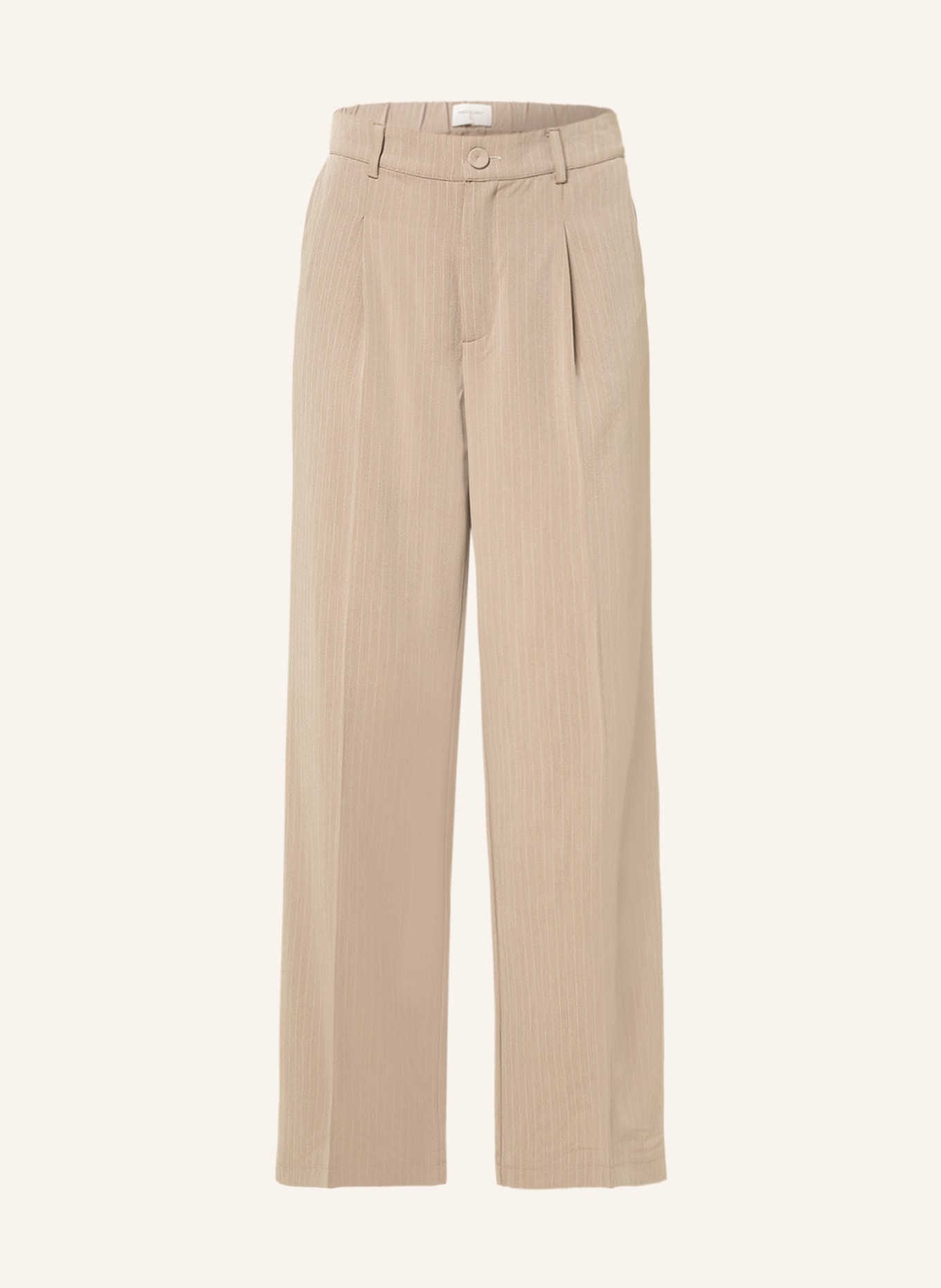 FREEQUENT Wide leg trousers FQKITTAY, Color: TAUPE/ WHITE (Image 1)